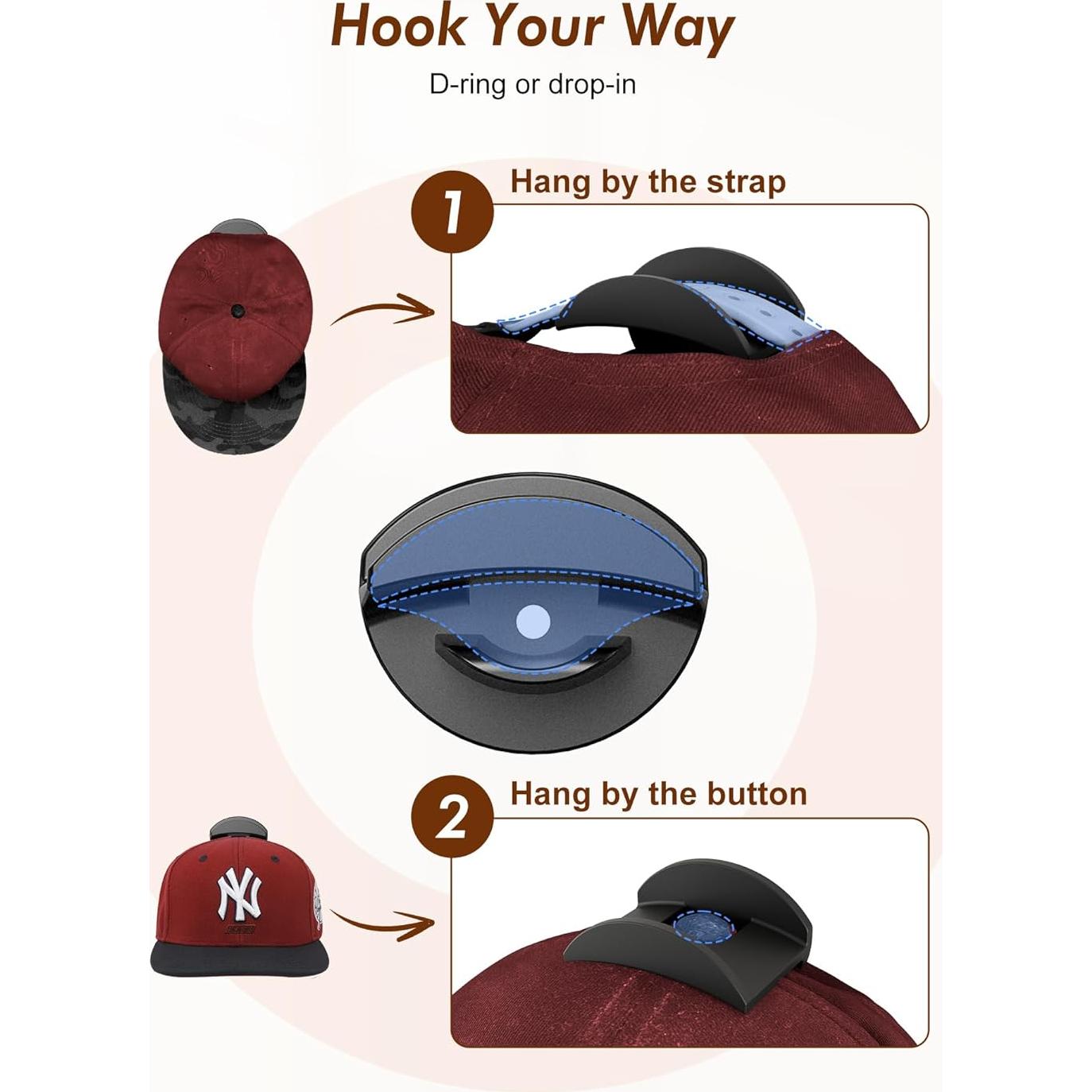 Ganchos Adhesivos para Sombreros HOUSE DAY 8 Pack Negro