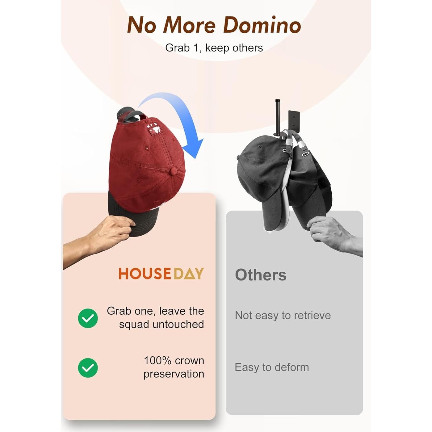 Ganchos Adhesivos para Sombreros HOUSE DAY 8 Pack Negro