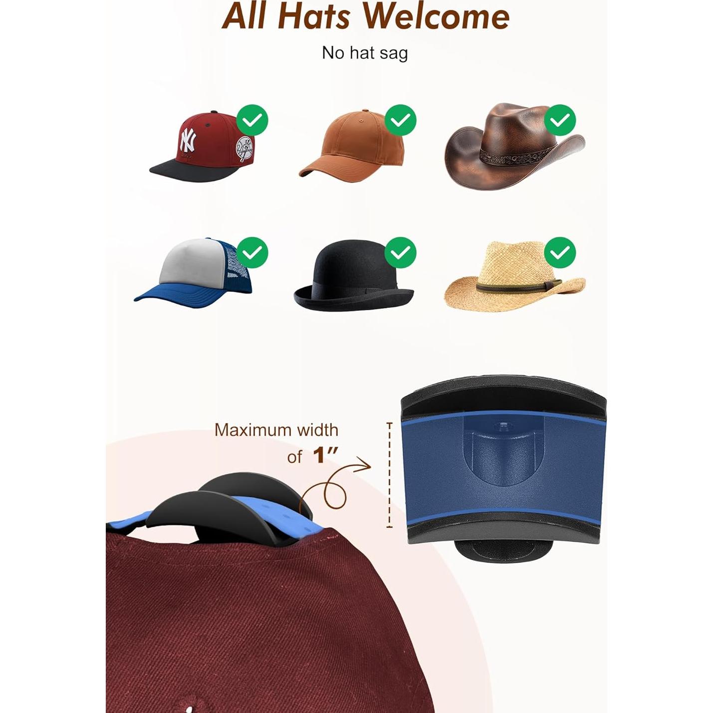 Ganchos Adhesivos para Sombreros HOUSE DAY 8 Pack Negro