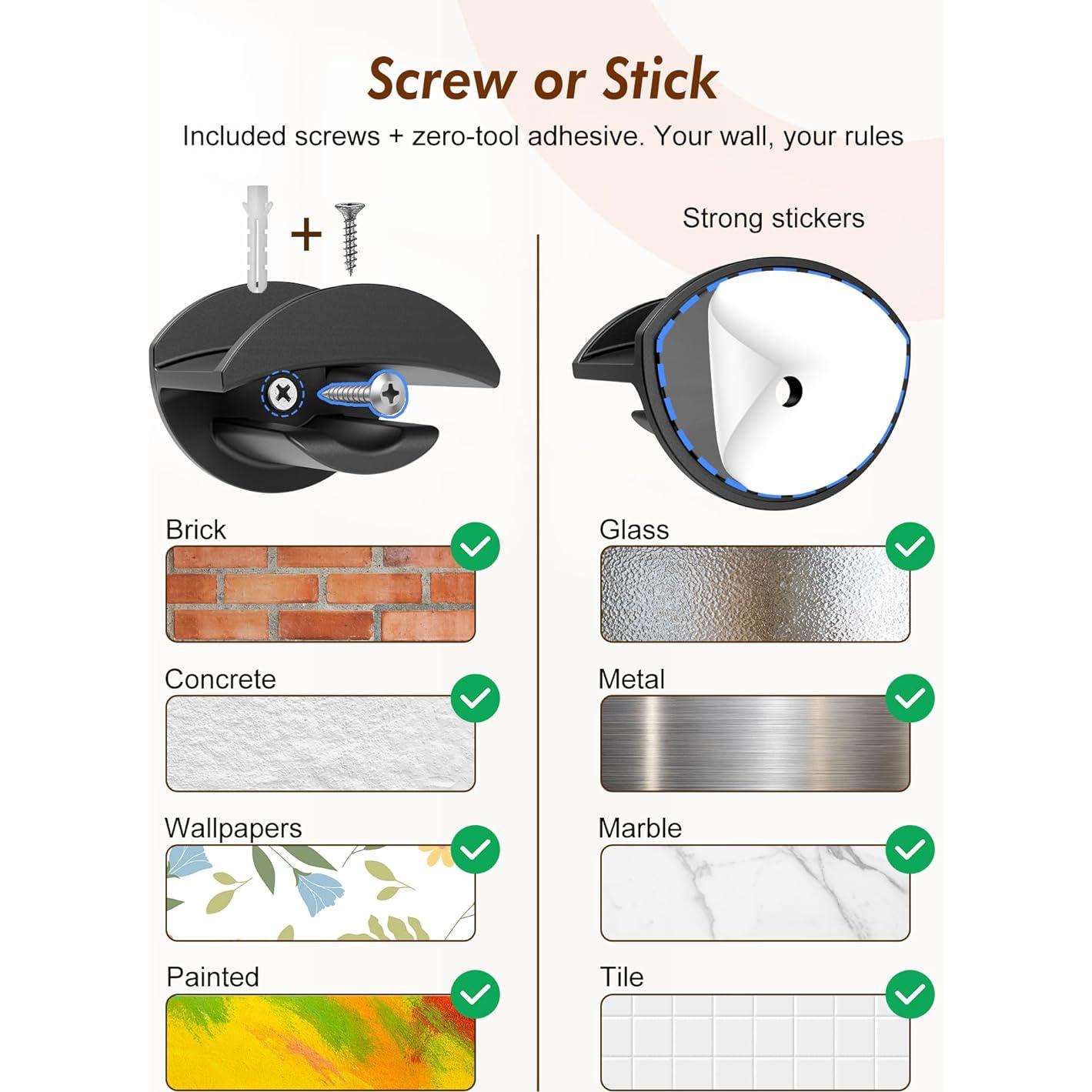 Ganchos Adhesivos para Sombreros HOUSE DAY 8 Pack Negro