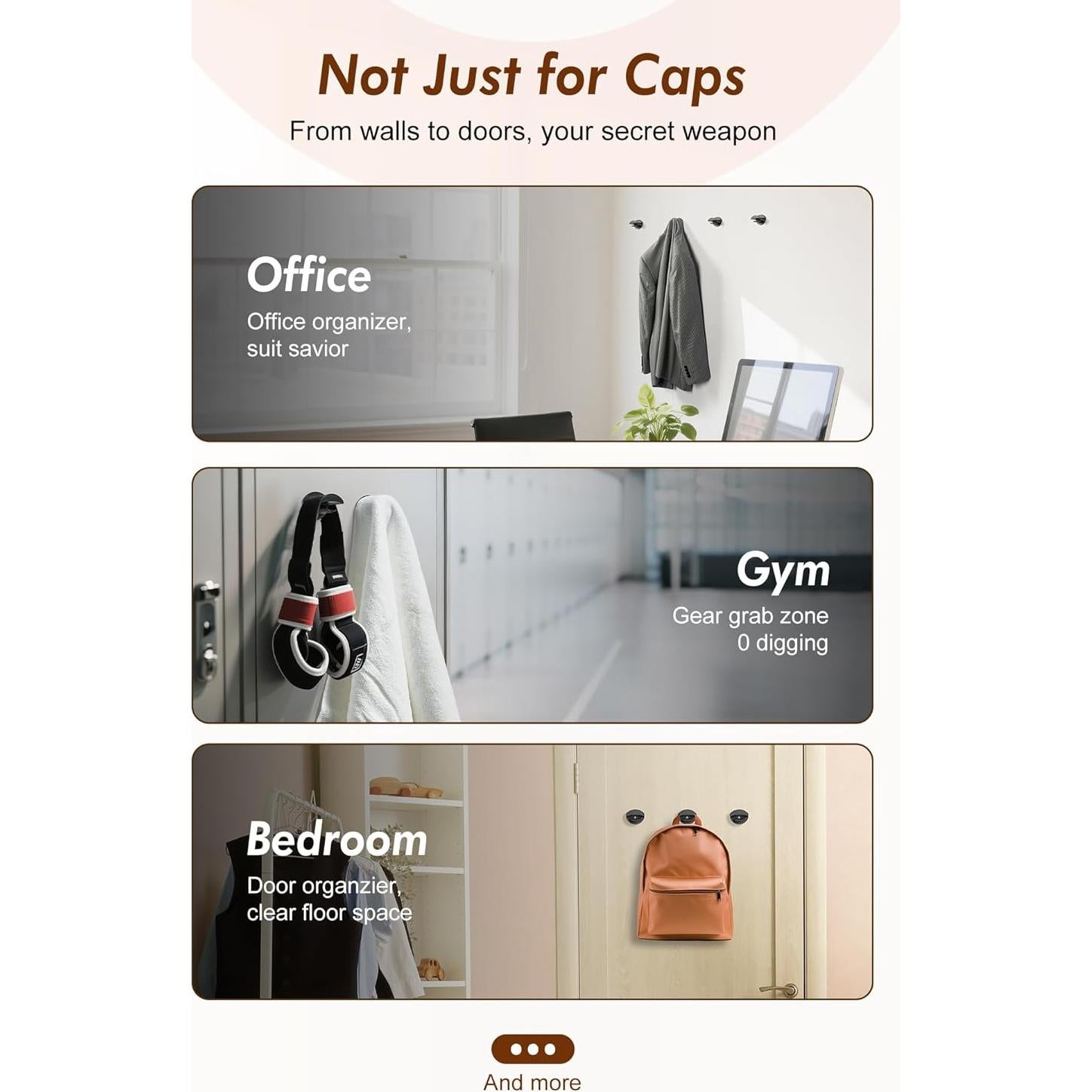 Ganchos Adhesivos para Sombreros HOUSE DAY 8 Pack Negro