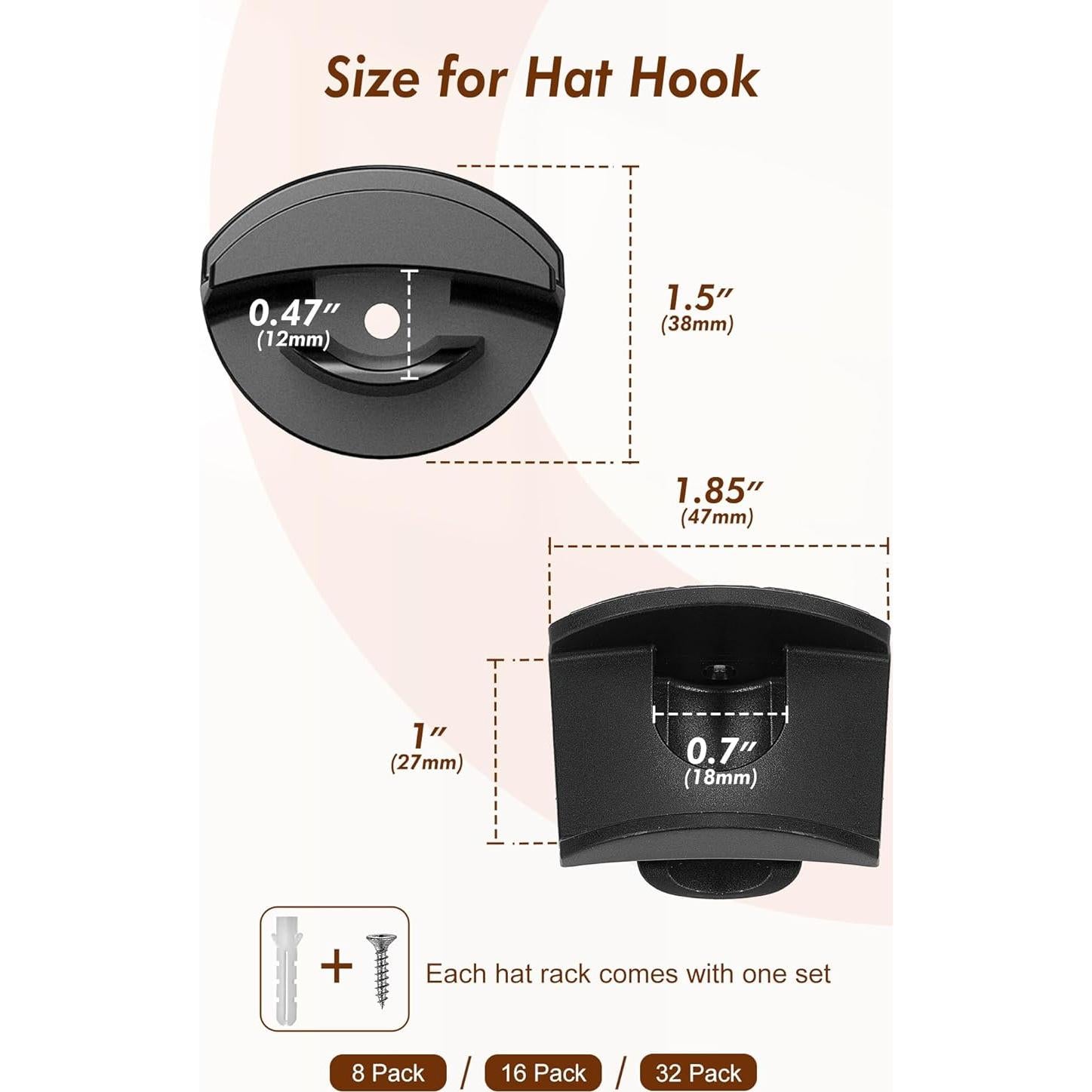 Ganchos Adhesivos para Sombreros HOUSE DAY 8 Pack Negro