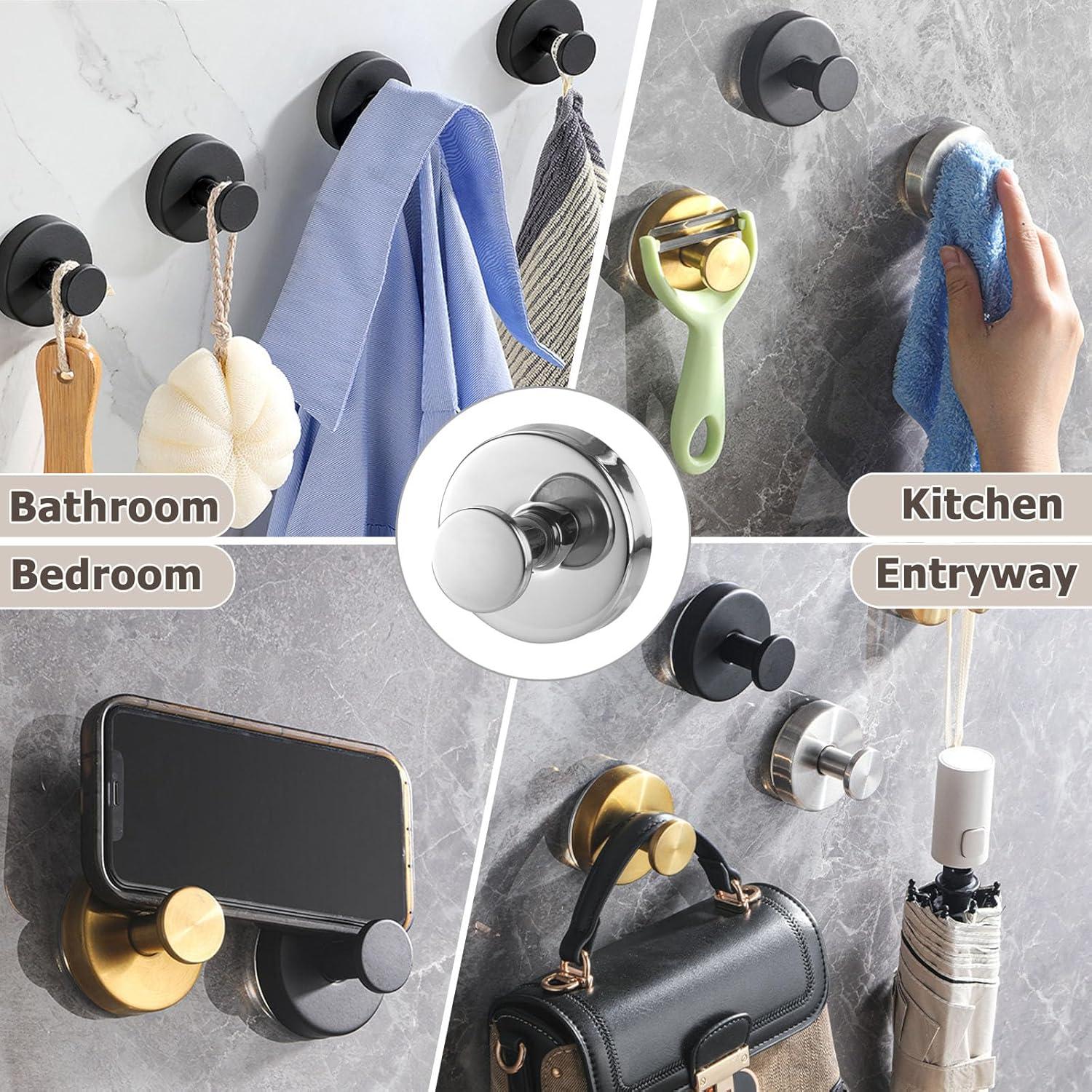 Ganchos de Ventosa Vinaloyary para Ducha, 4 Piezas, Acero Inoxidable