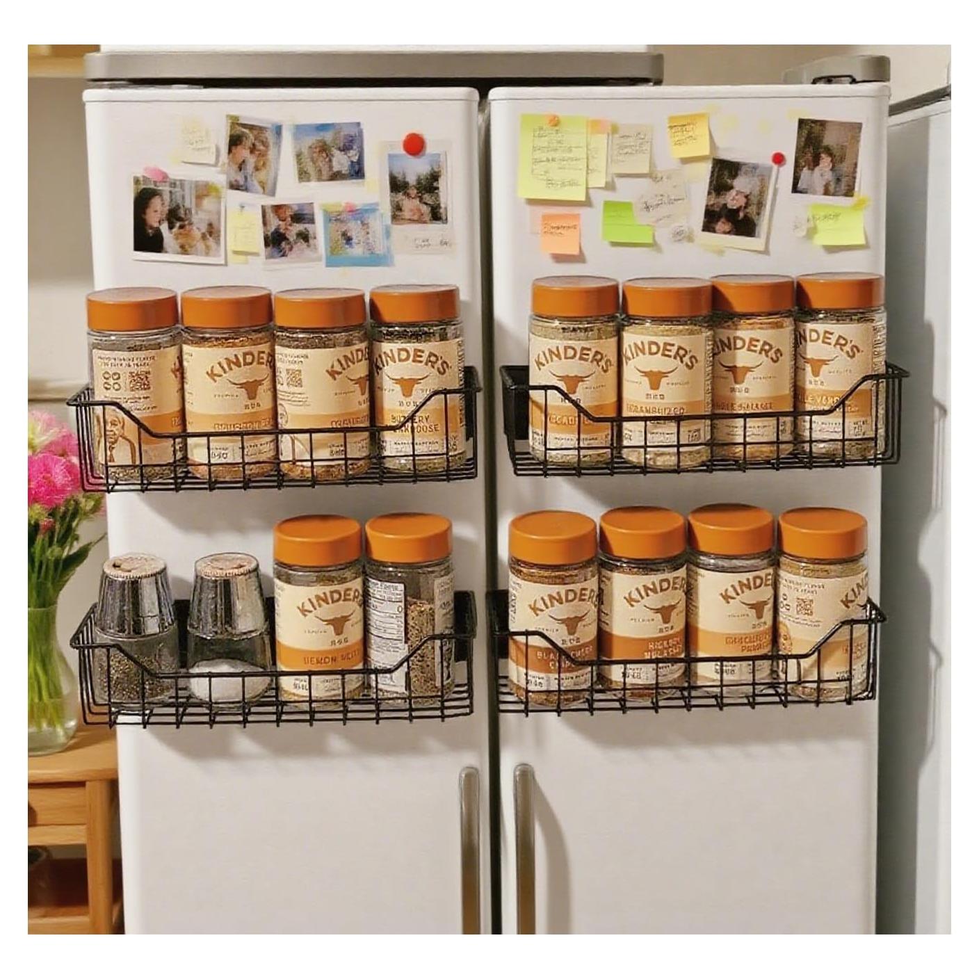 Estante Magnético para Especias KAREZONINE 4 Piezas Metal Gris
