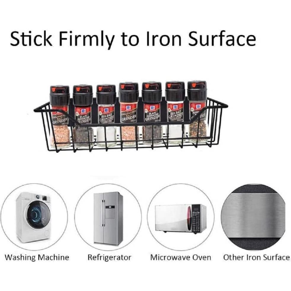Estante Magnético para Especias KAREZONINE 4 Piezas Metal Gris