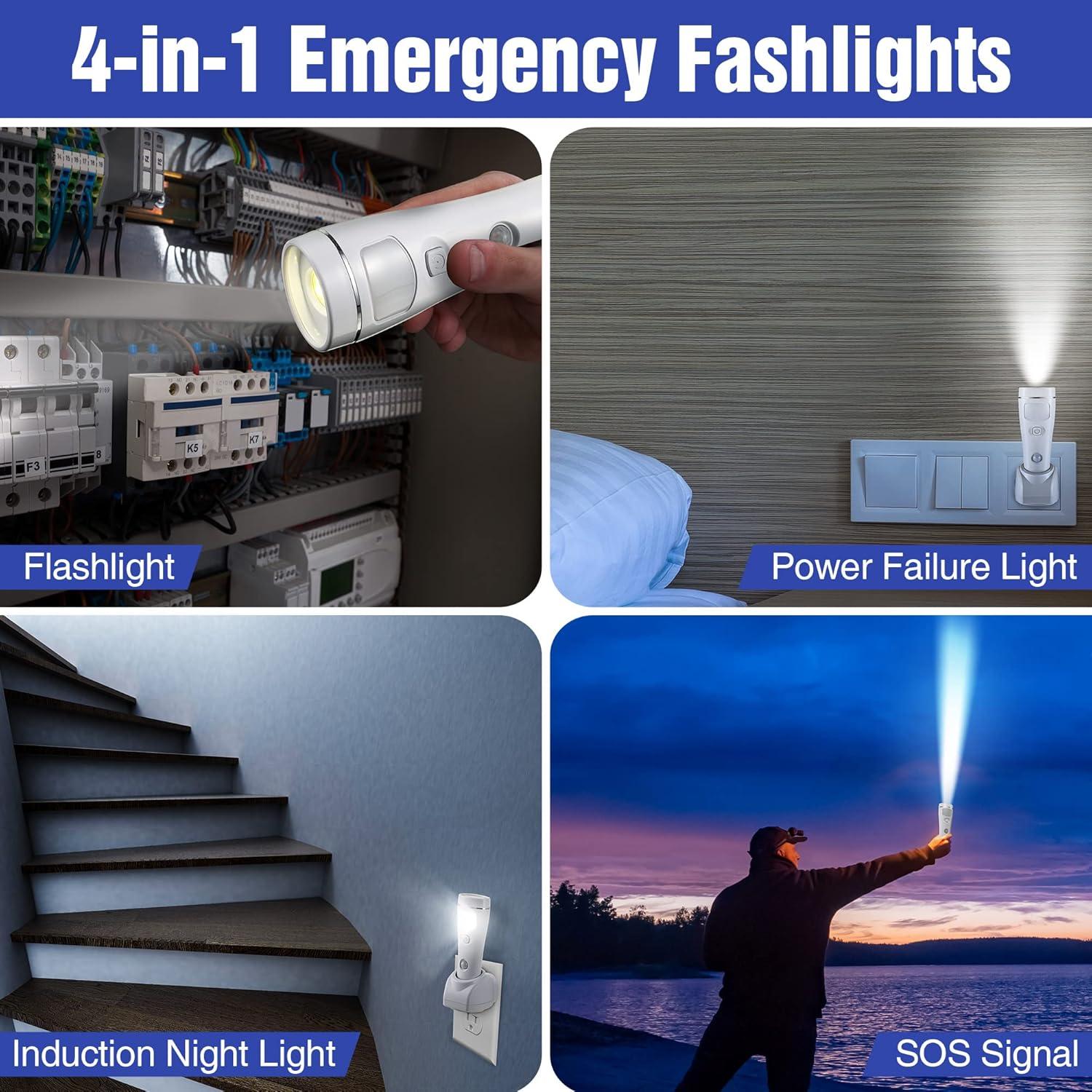 Linternas LED de Emergencia Enhon 4 en 1 Recargables 2 Pzs