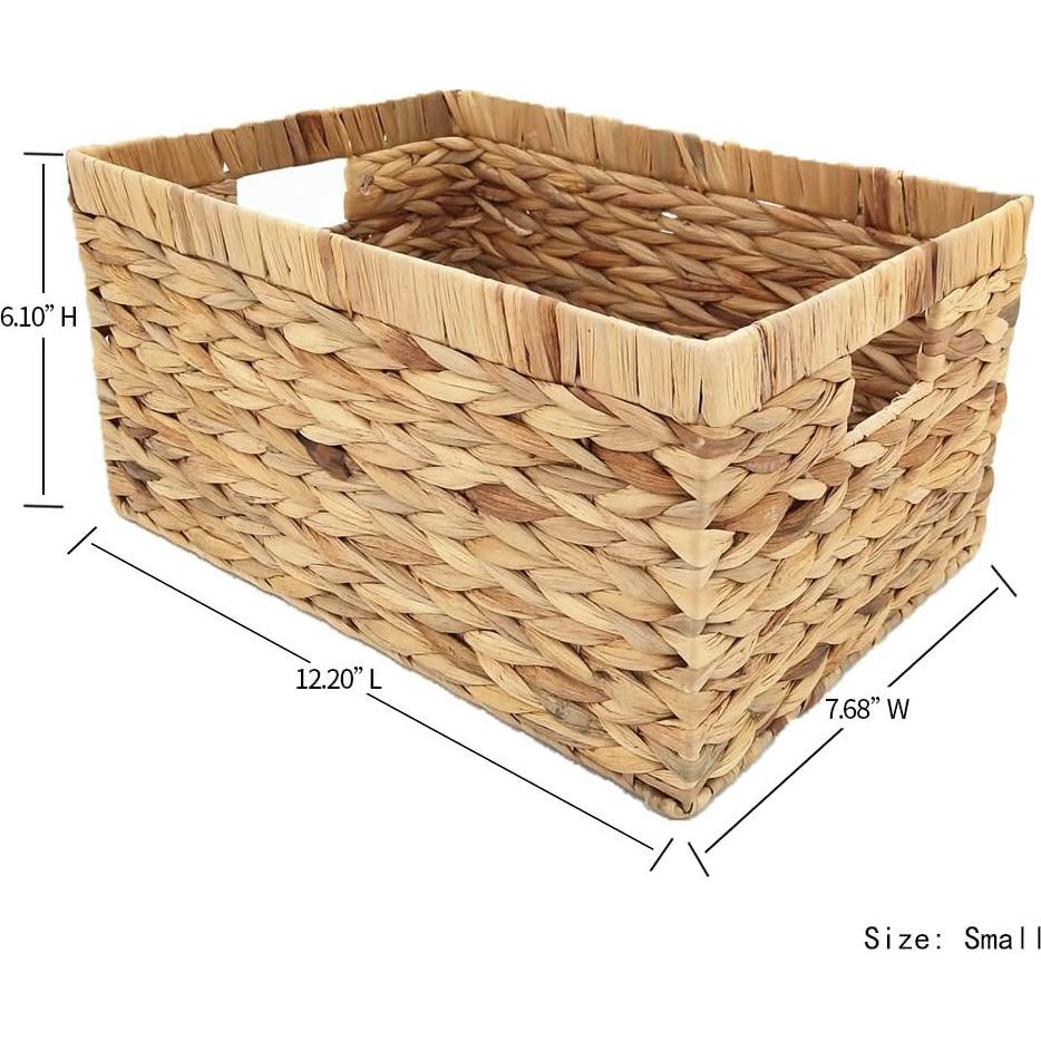 Caja de Almacenamiento de Mimbre Natural KINGWILLOW 31x19.5x15.5cm