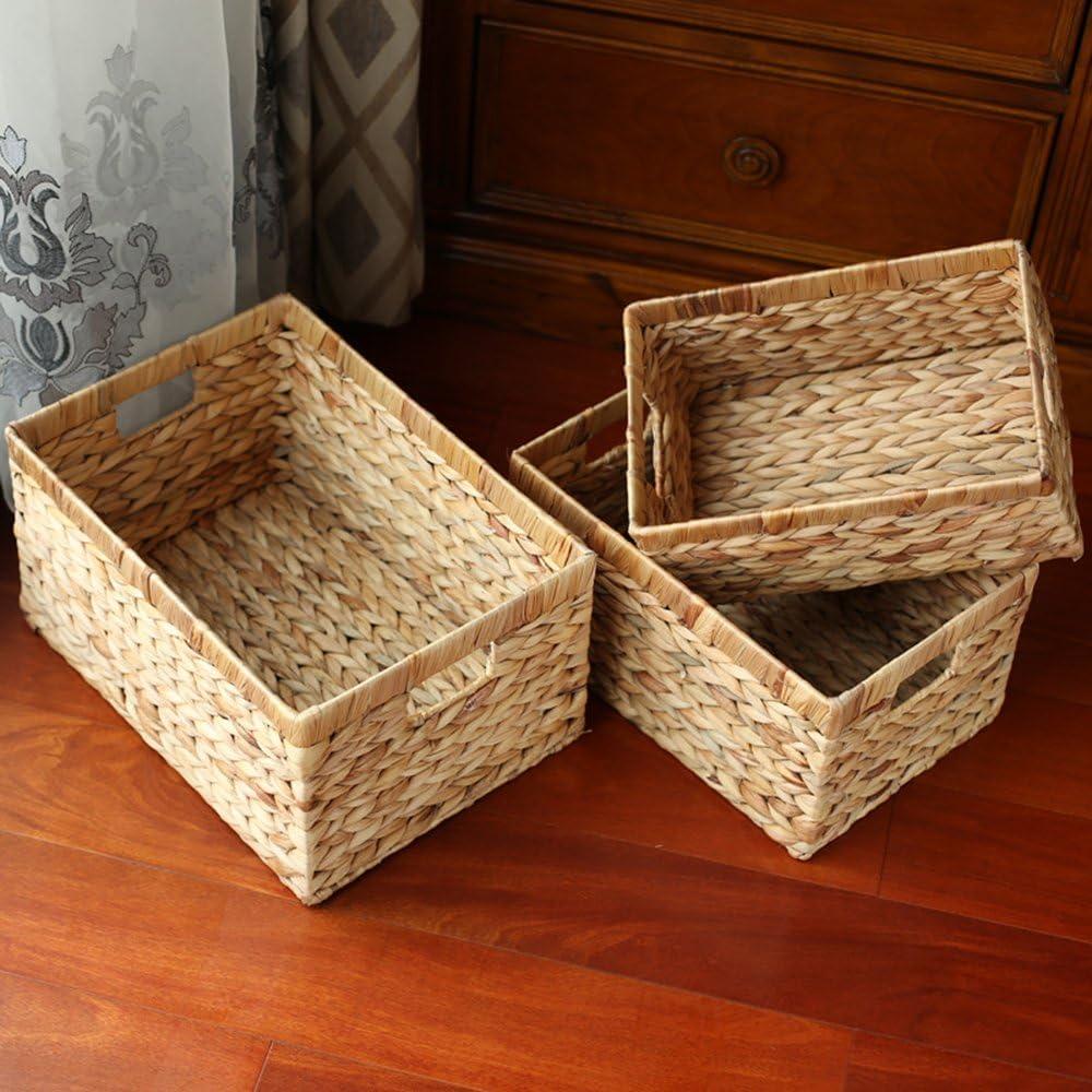 Caja de Almacenamiento de Mimbre Natural KINGWILLOW 31x19.5x15.5cm