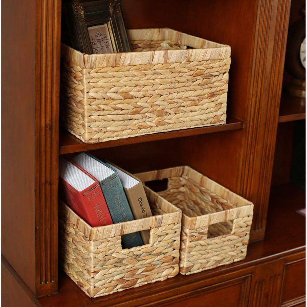 Caja de Almacenamiento de Mimbre Natural KINGWILLOW 31x19.5x15.5cm