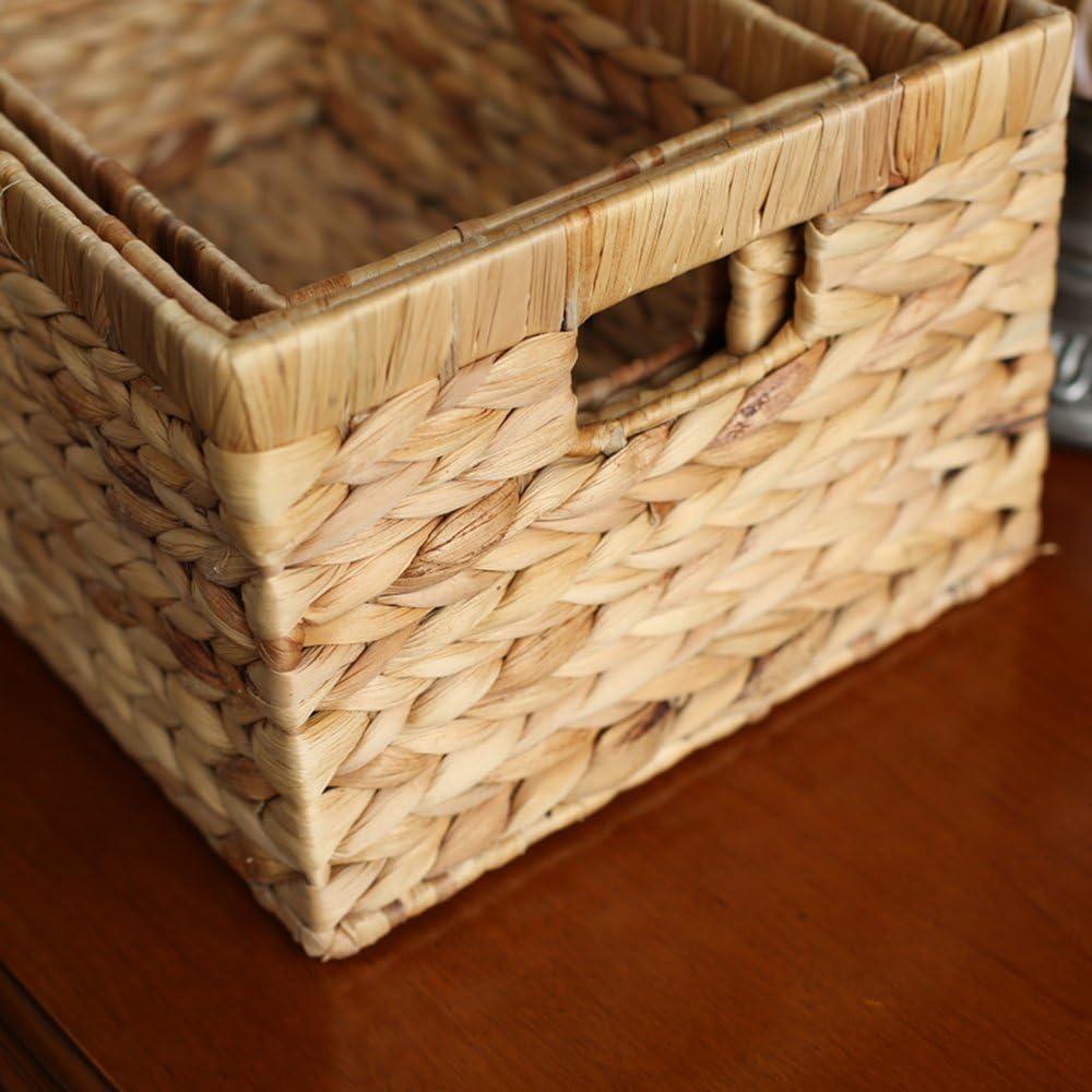 Caja de Almacenamiento de Mimbre Natural KINGWILLOW 31x19.5x15.5cm