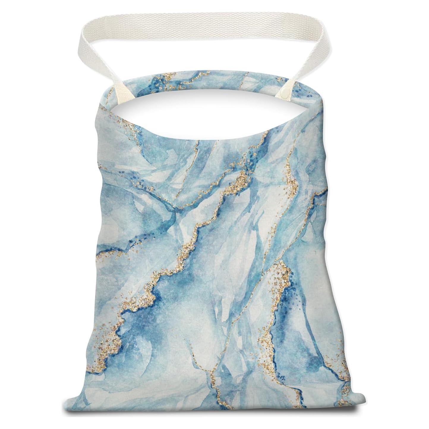 Basurero de Auto APVDSH Modelo BASEHQ Lona Mármol Azul Blanco