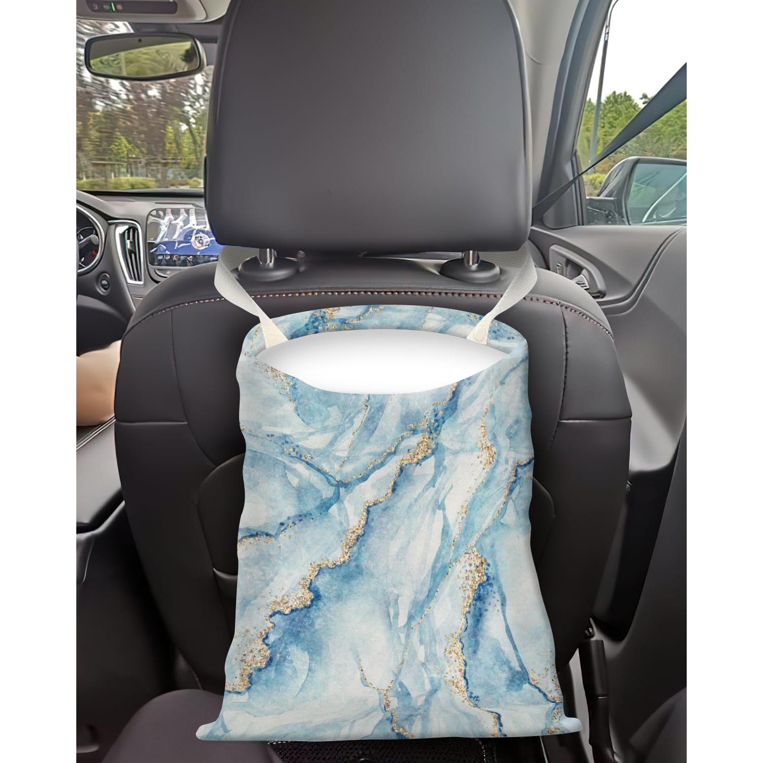 Basurero de Auto APVDSH Modelo BASEHQ Lona Mármol Azul Blanco