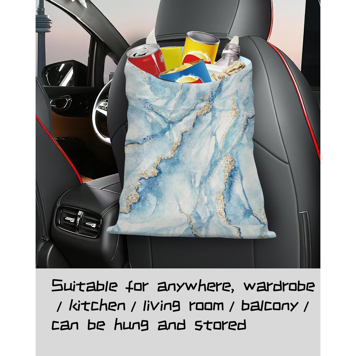 Basurero de Auto APVDSH Modelo BASEHQ Lona Mármol Azul Blanco