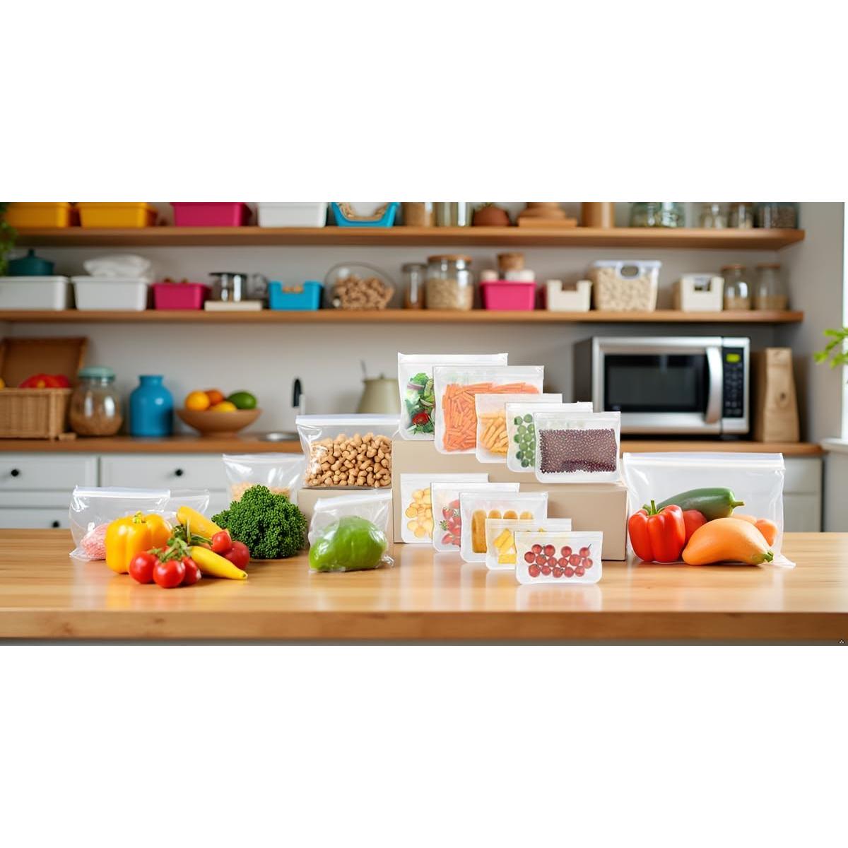 Paquete de 10 Bolsas Reutilizables Genérico 3 Tamaños Azul