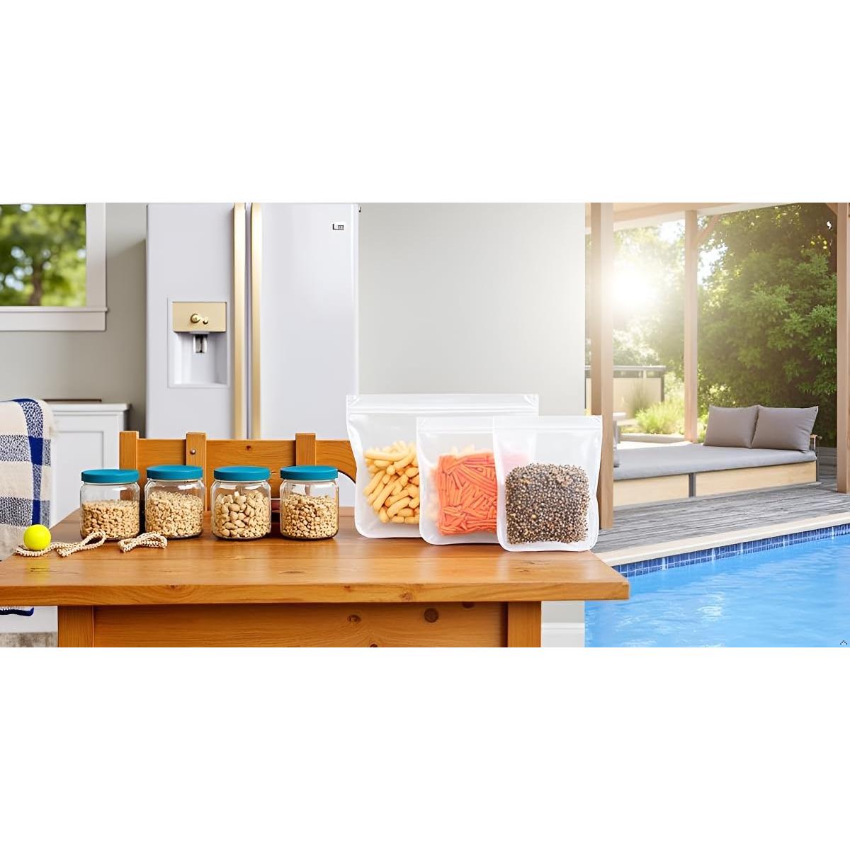 Paquete de 10 Bolsas Reutilizables Genérico 3 Tamaños Azul