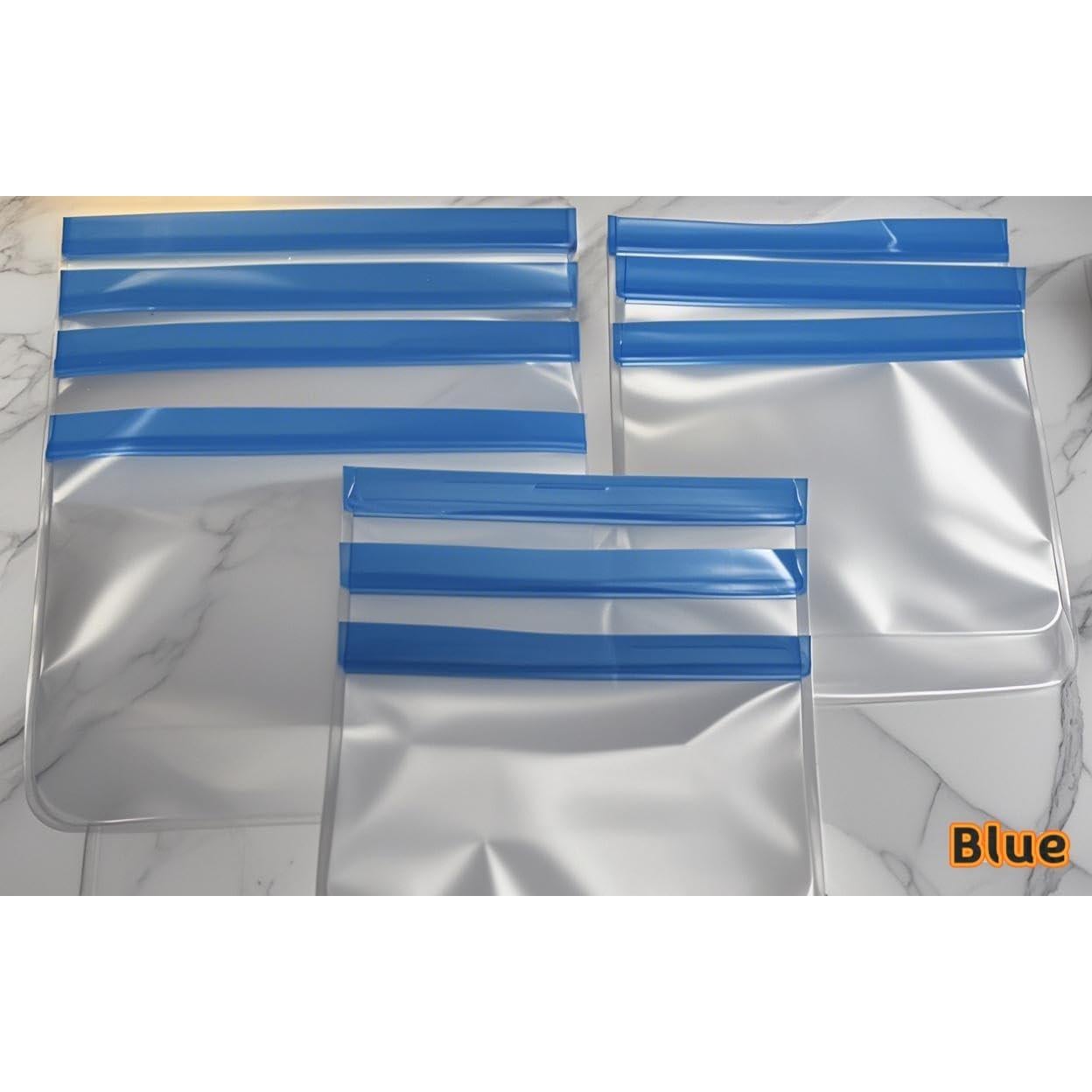 Paquete de 10 Bolsas Reutilizables Genérico 3 Tamaños Azul