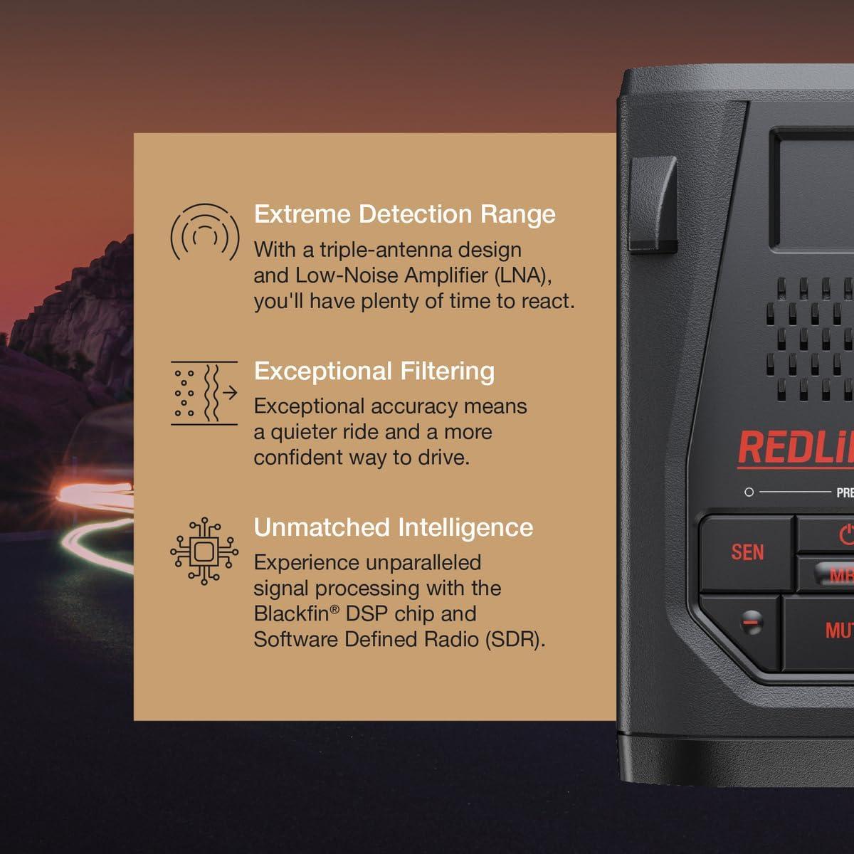 Detector de Radar Escort Redline 360c - Rango Extremo, Bluetooth, GPS