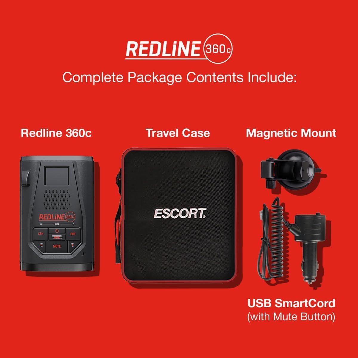 Detector de Radar Escort Redline 360c - Rango Extremo, Bluetooth, GPS