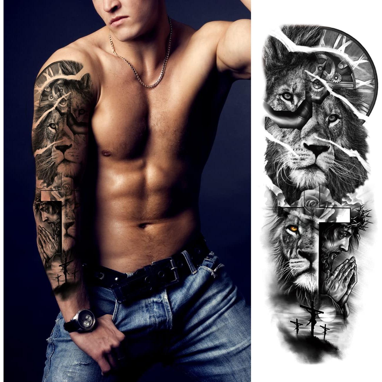 Calcomanías Tatuajes Temporales León y Tigre KOTBS 9 Hojas