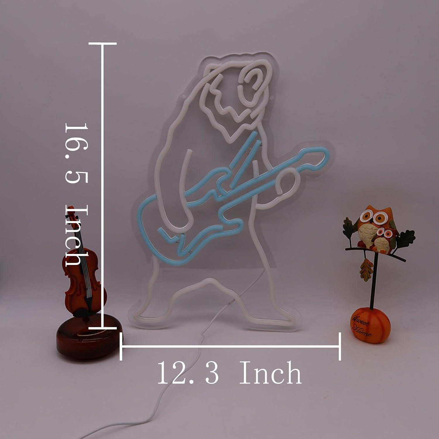 Luz de Neón Oso Polar Guitarrista LED 43x33 cm