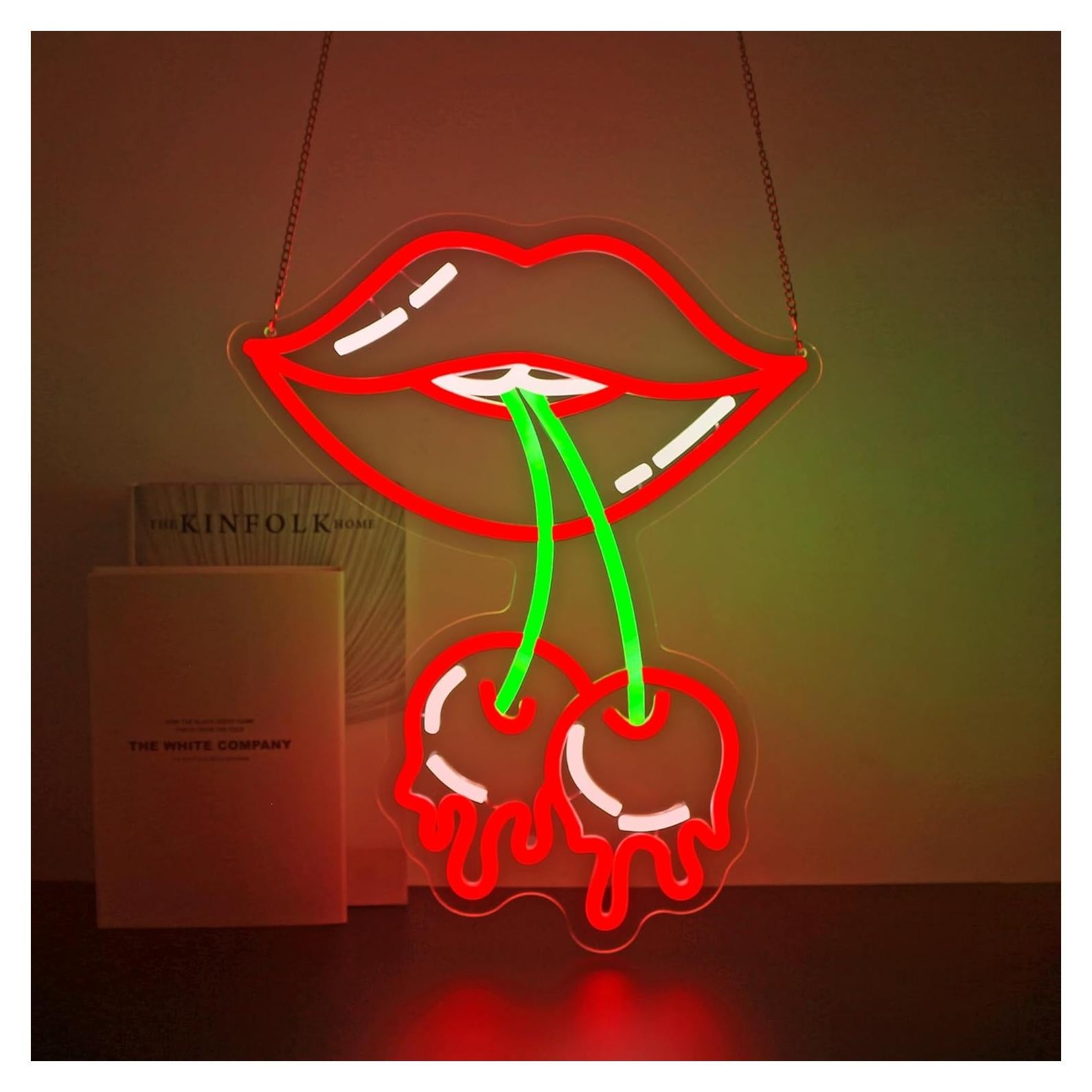 Letrero de Neón LED Labios de Cereza Gdbkabf para Pared