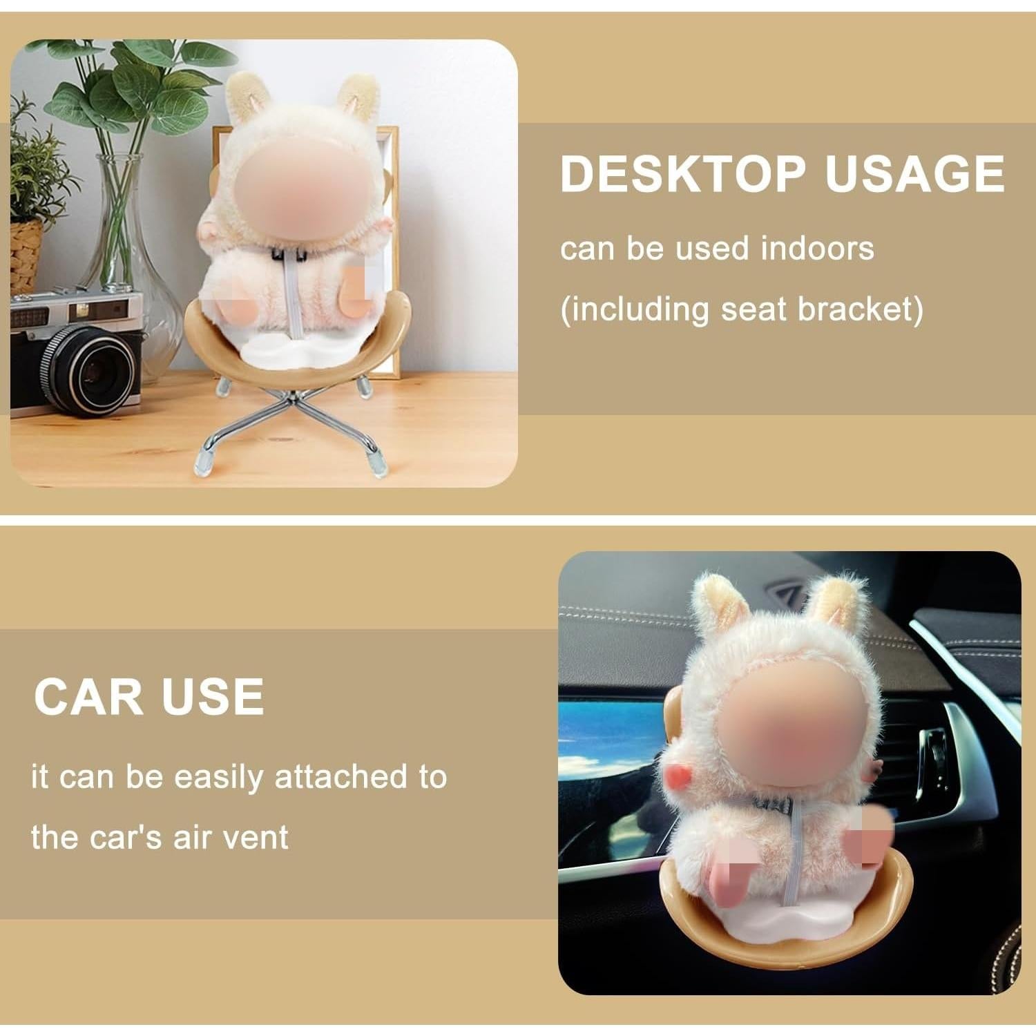 Silla de Auto para Muñeca ApisNest Marrón con Soporte