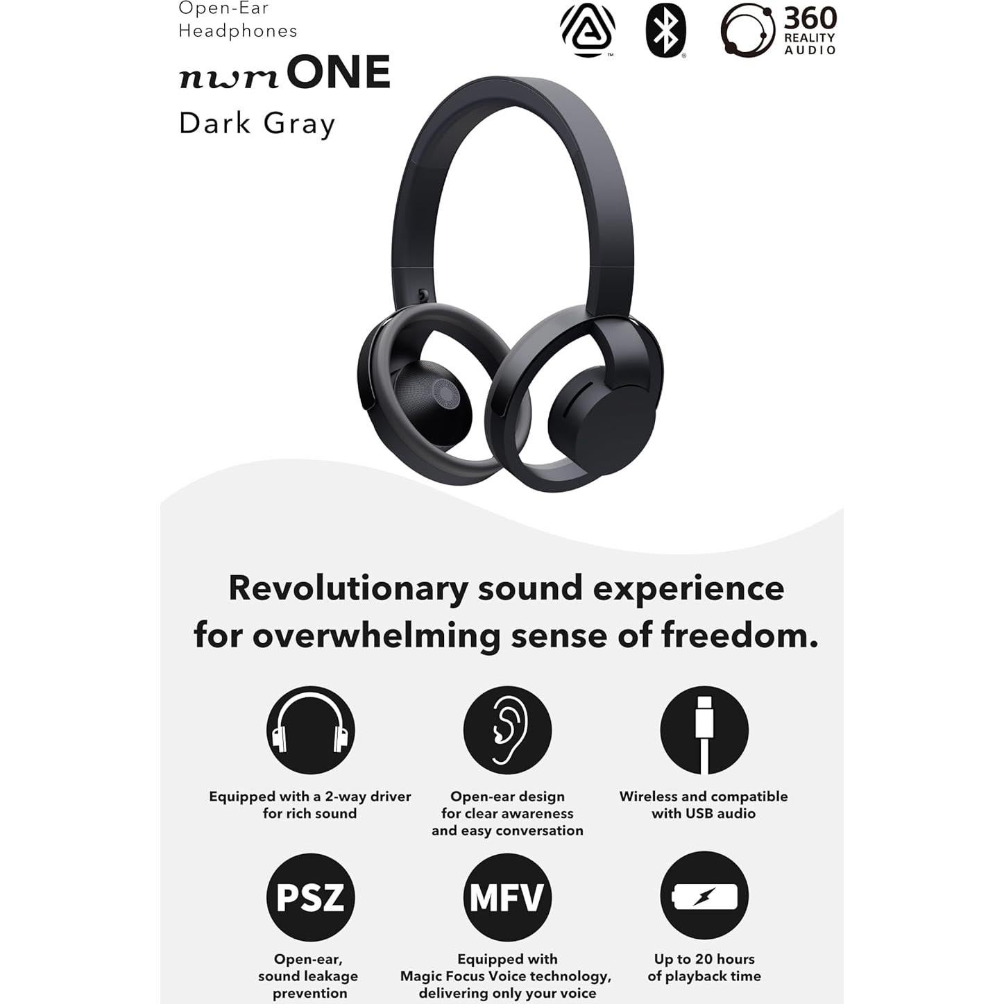 Auriculares Inalámbricos nwm ONE Gris Oscuro | Bluetooth 5.3 | 20h Batería