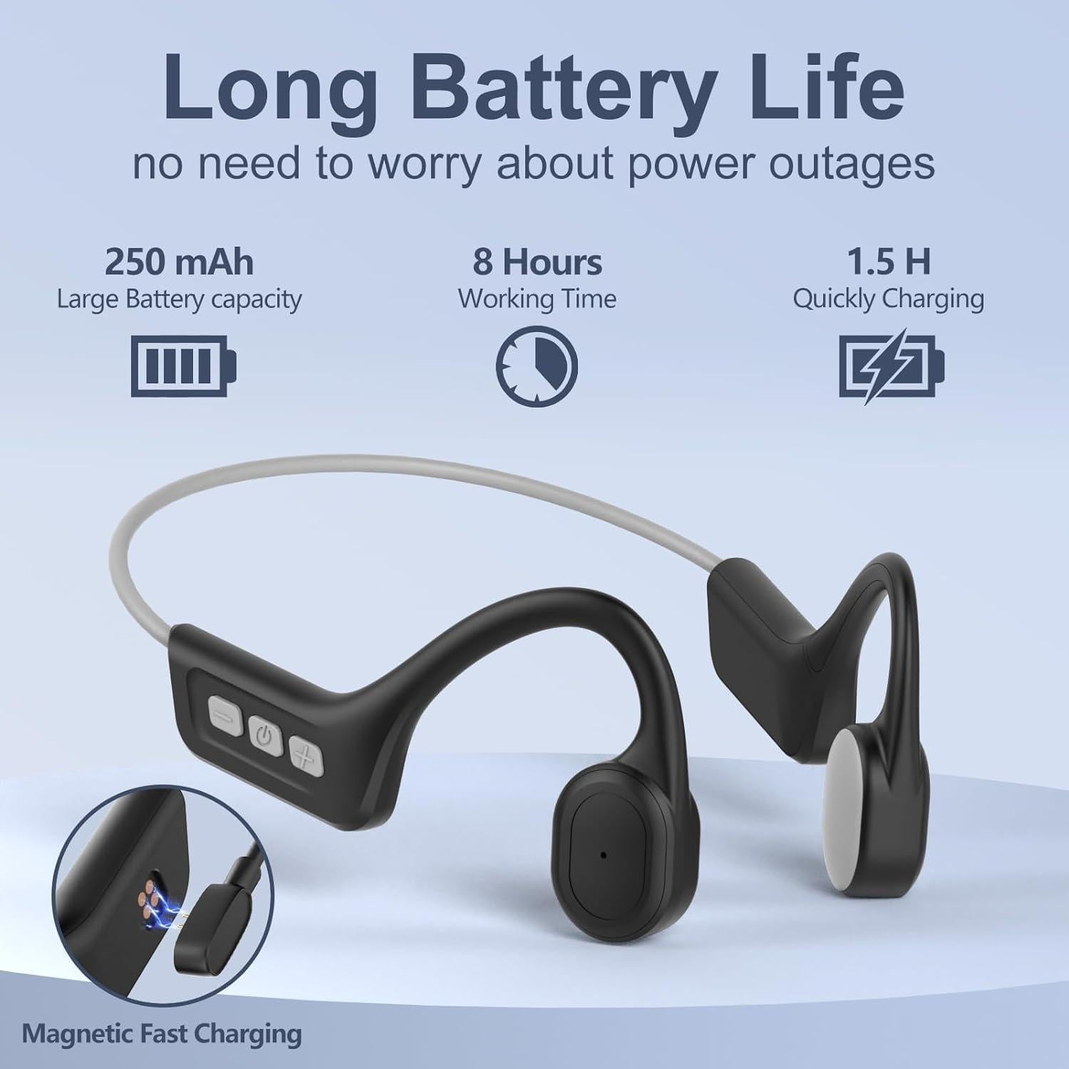 Auriculares de Conducción Ósea Bluetooth 5.3 IPX7 S800C Gris