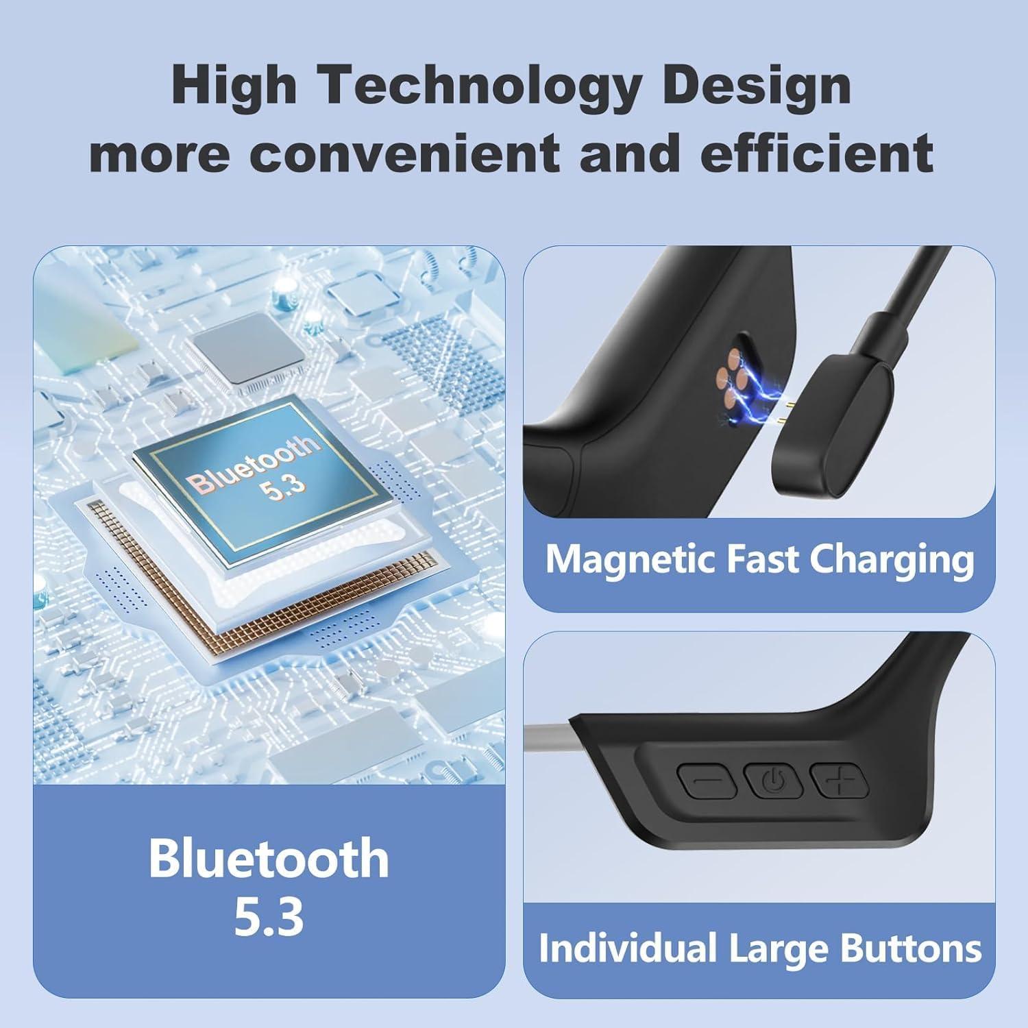 Auriculares de Conducción Ósea Bluetooth 5.3 IPX7 S800C Gris