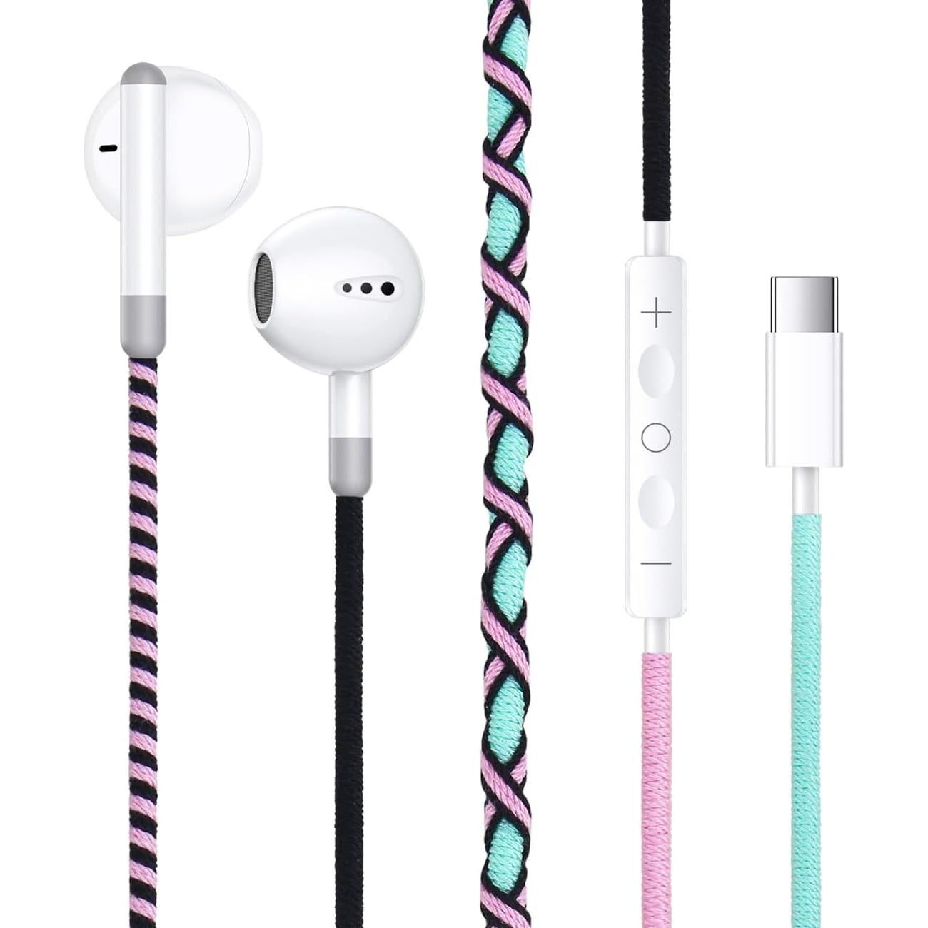 Auriculares USB C URIZONS TC7 trenzados con micrófono y volumen