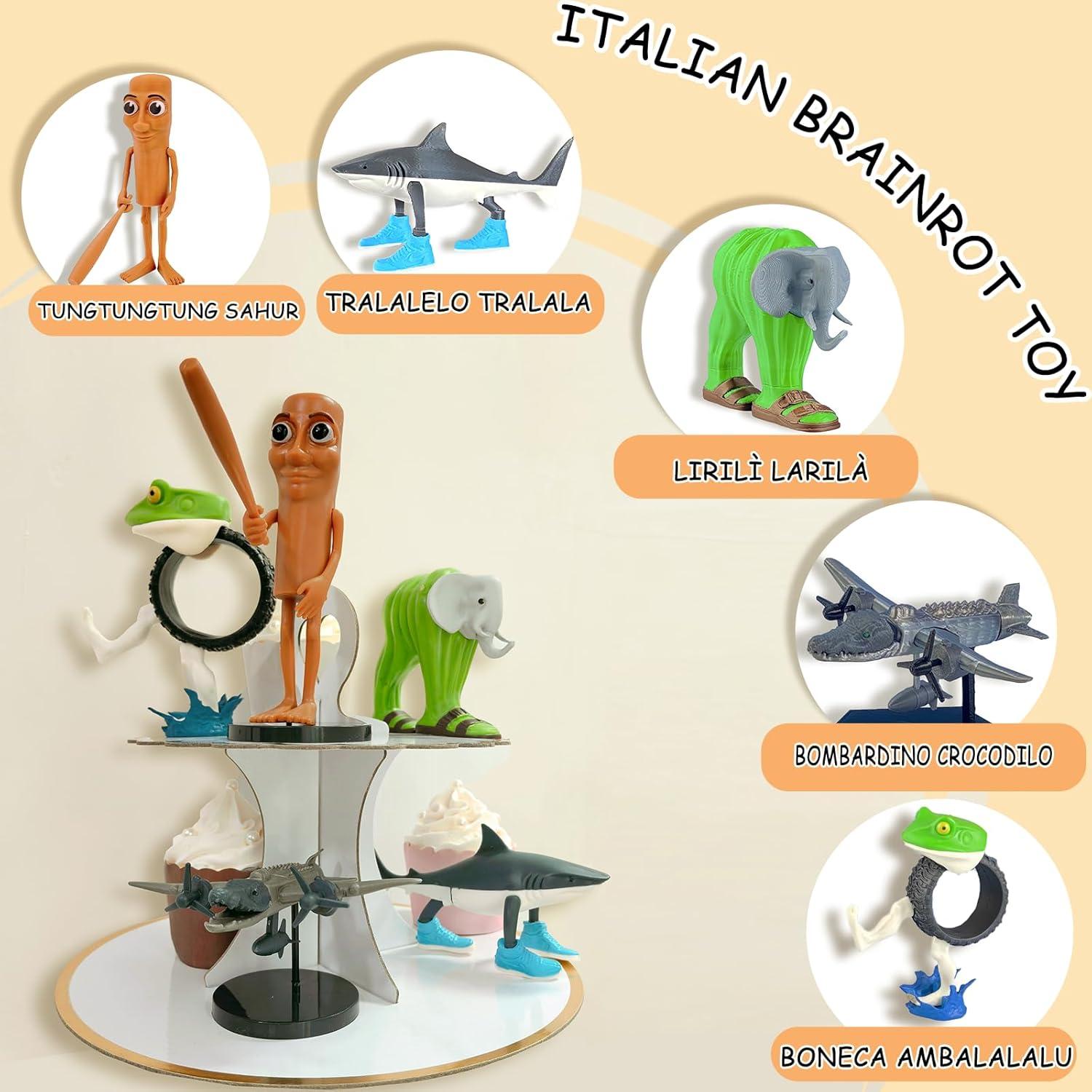Figuras de Juguete 3D Eanjia Mix Italian Brainrot 17.78 cm - 5 Pcs