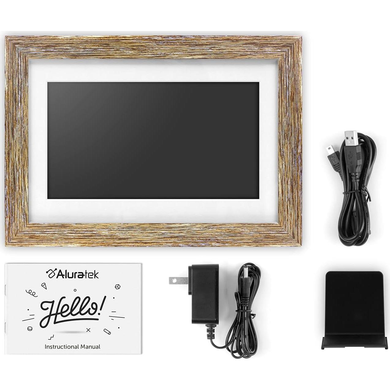 Marco Digital de Fotos WiFi Aluratek 10" Madera Envejecida 16GB