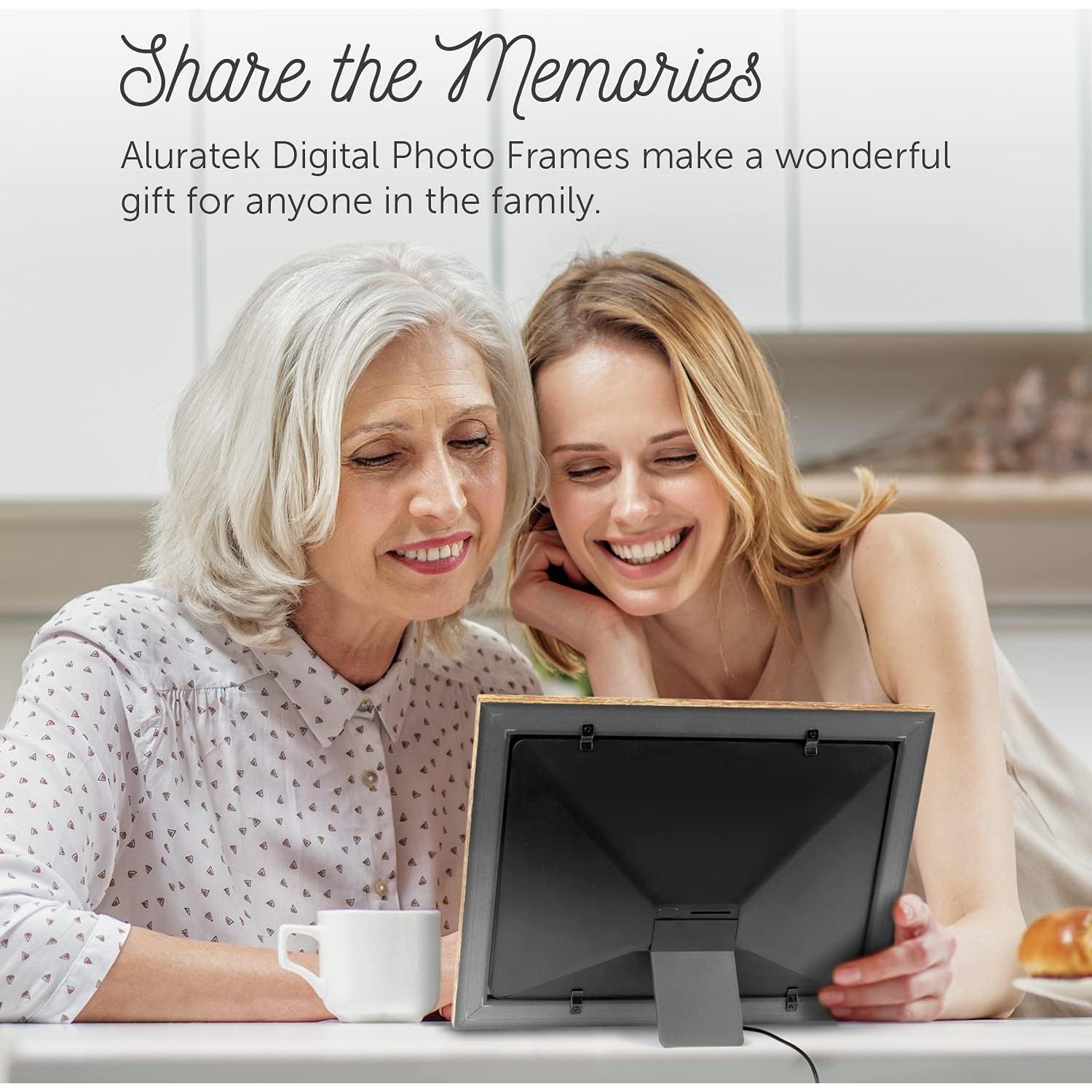 Marco Digital de Fotos WiFi Aluratek 10" Madera Envejecida 16GB