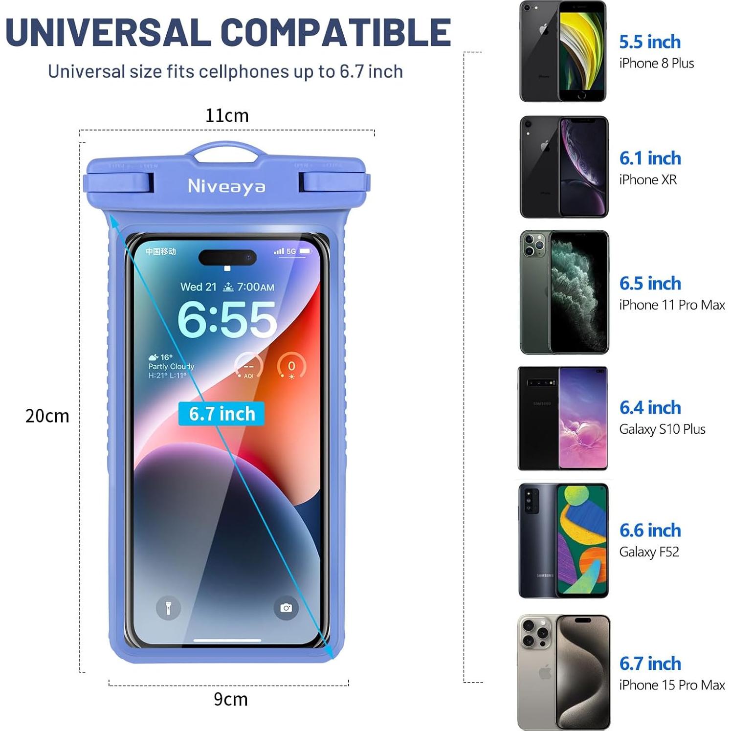 Funda Impermeable Niveaya para iPhone hasta 7" Azul