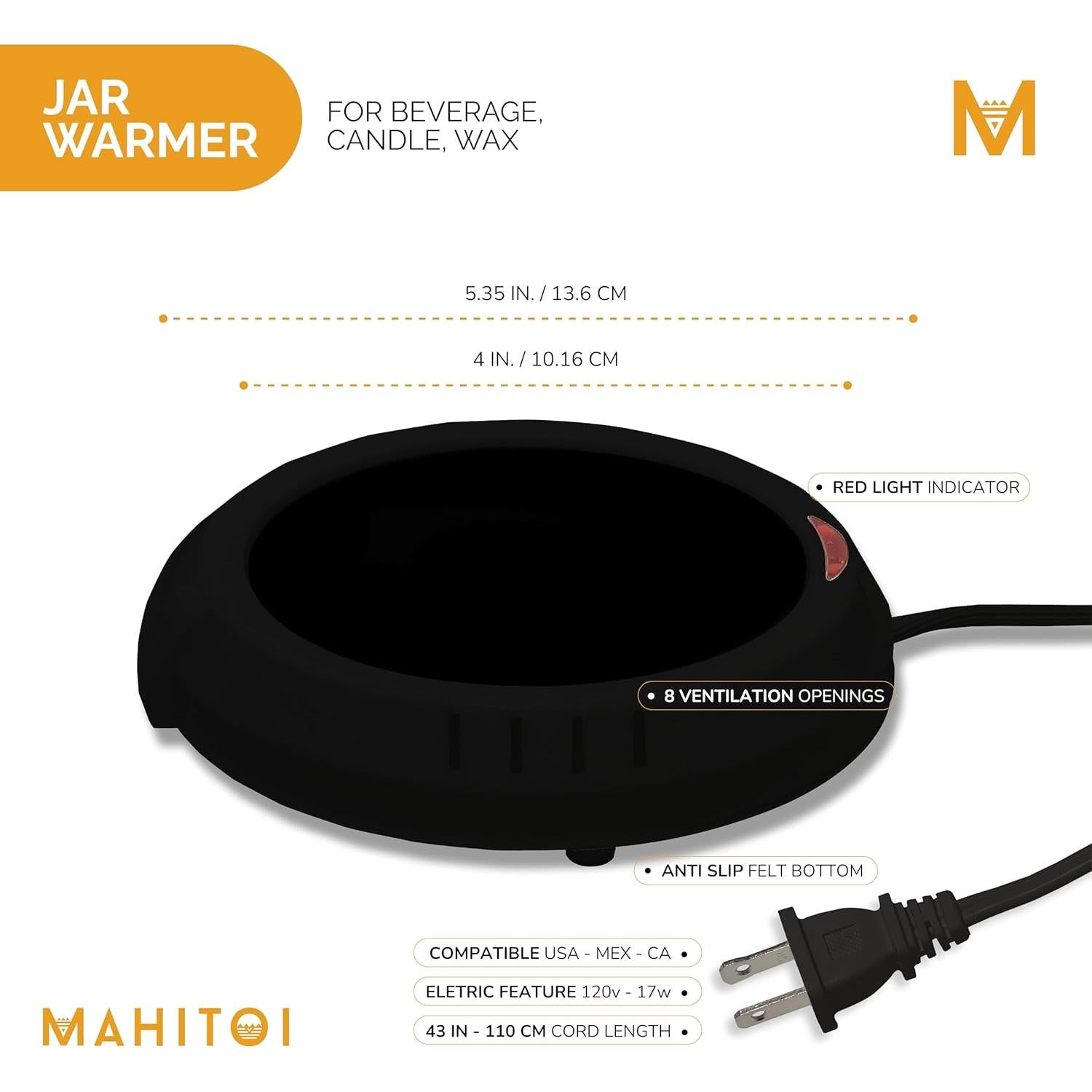 Placa Calentadora Eléctrica MAHITOI 10.16 cm Negro