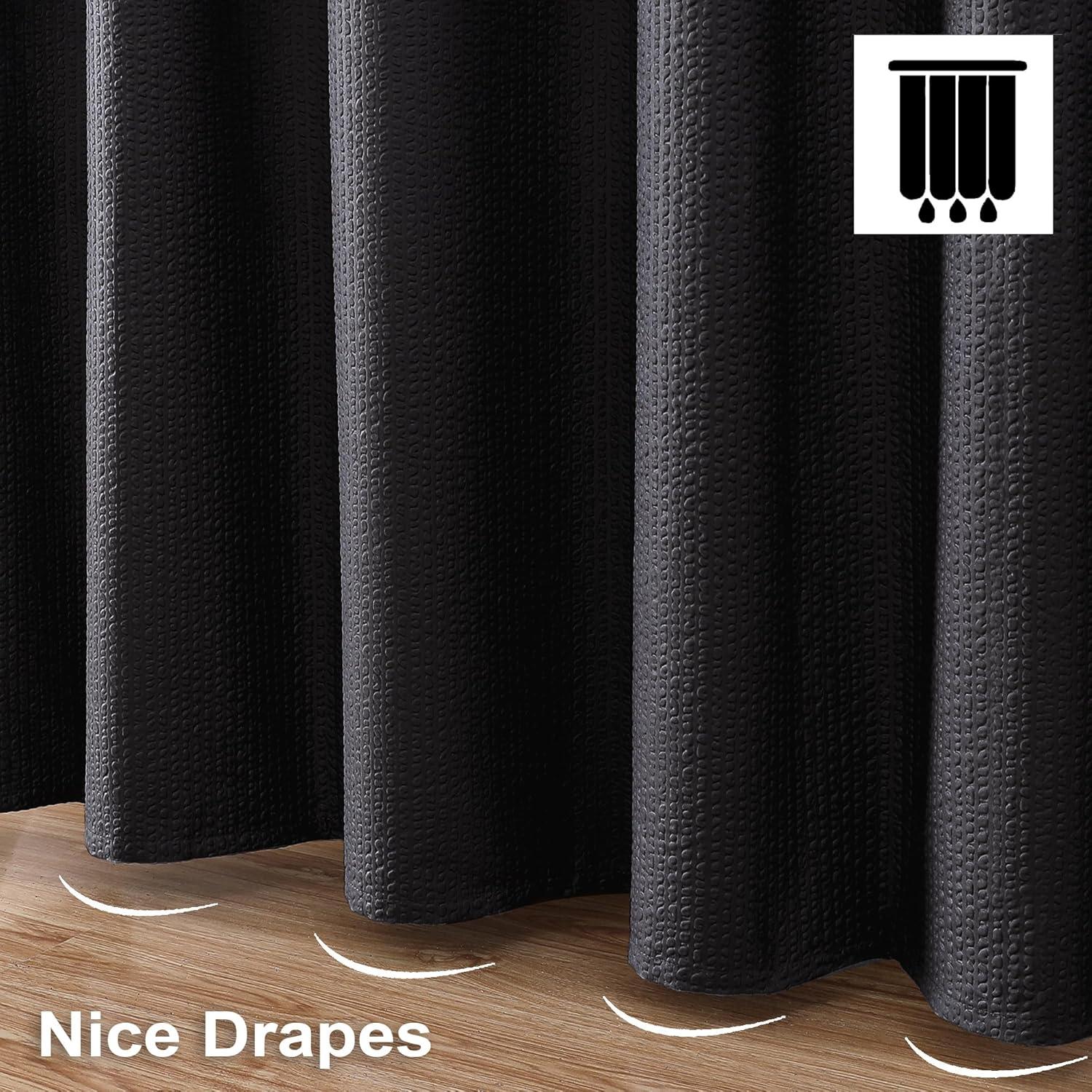 Cortina de Ducha de Tela OVZME Negra 91x183 cm Resistente al Agua