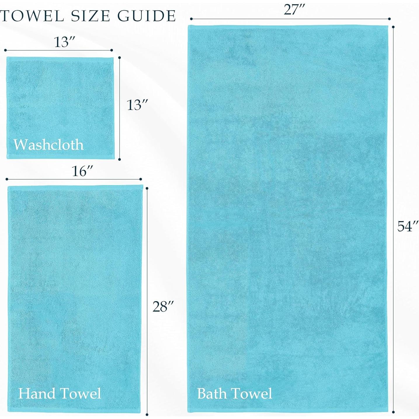 Juego de Toallas de Lujo Mocassi 100% Algodón Turco 6 Piezas Aqua