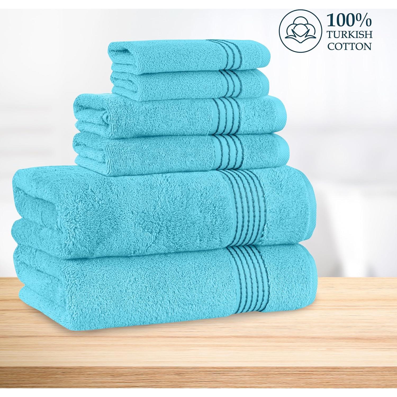 Juego de Toallas de Lujo Mocassi 100% Algodón Turco 6 Piezas Aqua
