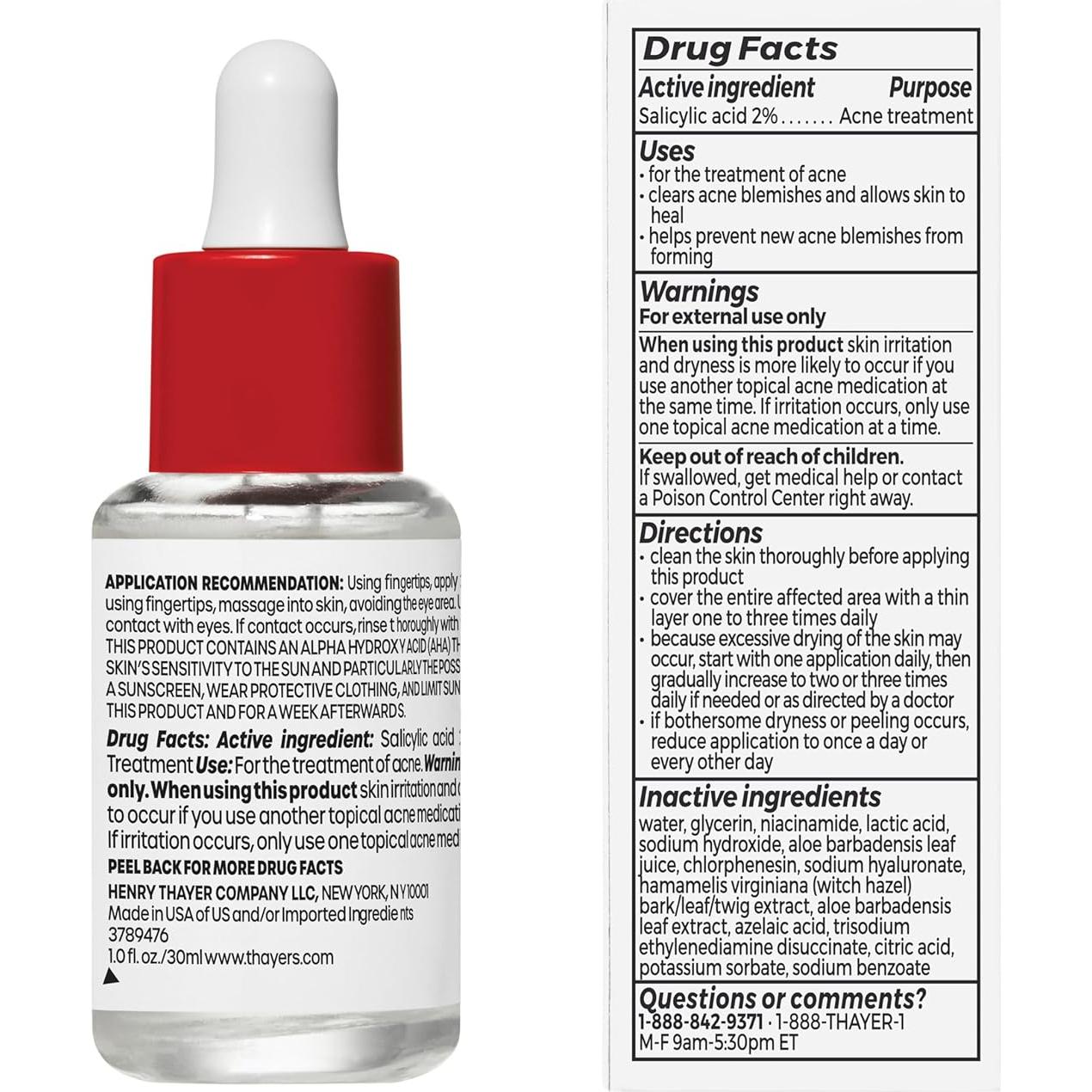 Suero Facial Antiacné Thayers 29.57 ml - 2% Ácido Salicílico