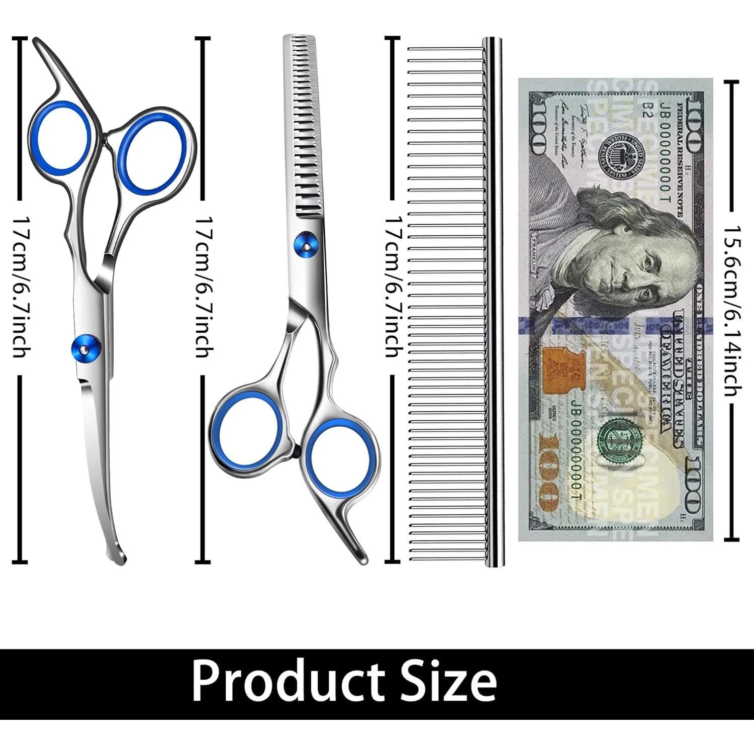 Kit de Tijeras para Acicalar Perros Wikdey 4 en 1 con Peine