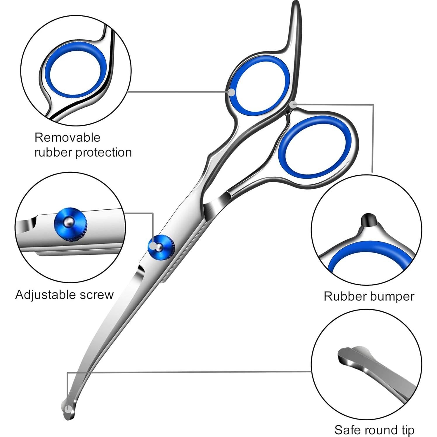 Kit de Tijeras para Acicalar Perros Wikdey 4 en 1 con Peine