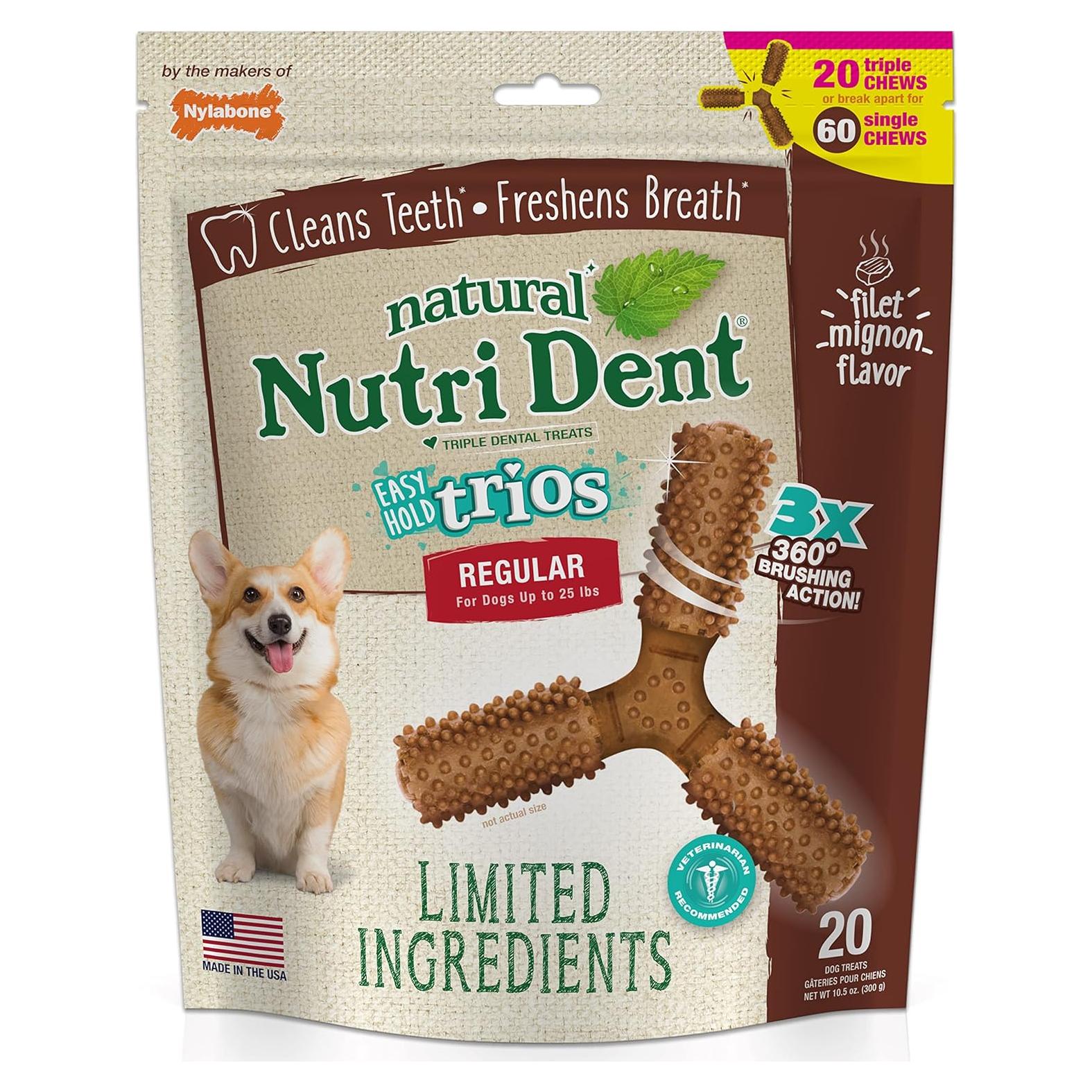Golosinas Dentales para Perros Nylabone Nutri Dent 298g Sabor Filet Mignon