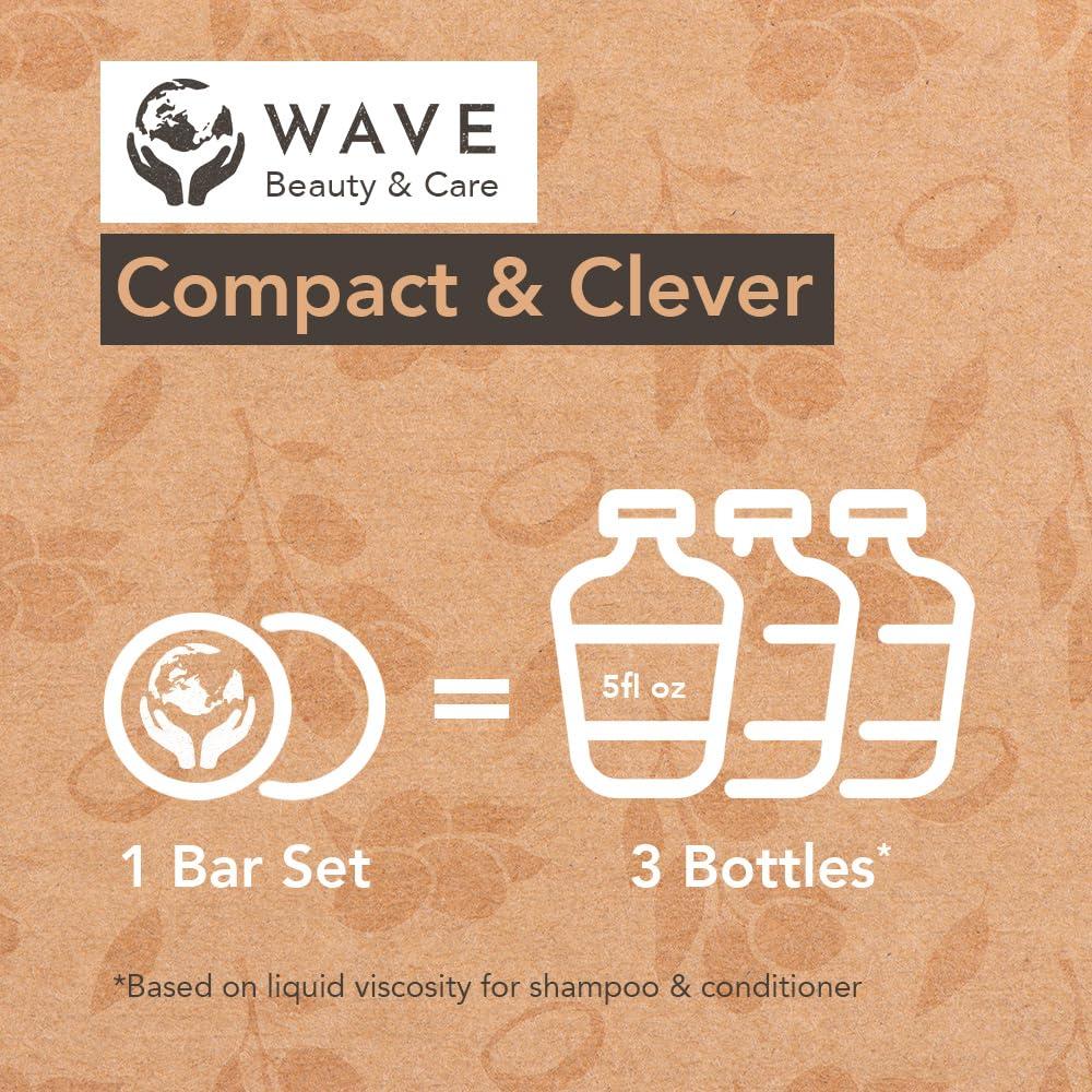 Juego de Champú y Acondicionador en Barra Wave - Vegano y Sin Sulfatos - Hidratación Intensa con Aceite de Argan