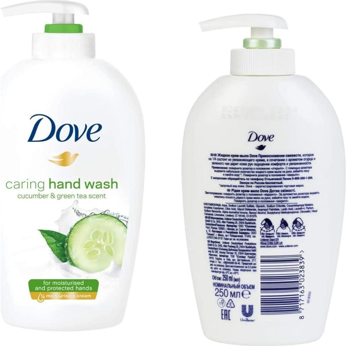 Jabón de Manos Dove Go Fresh Pepino y Té Verde 250ml x6
