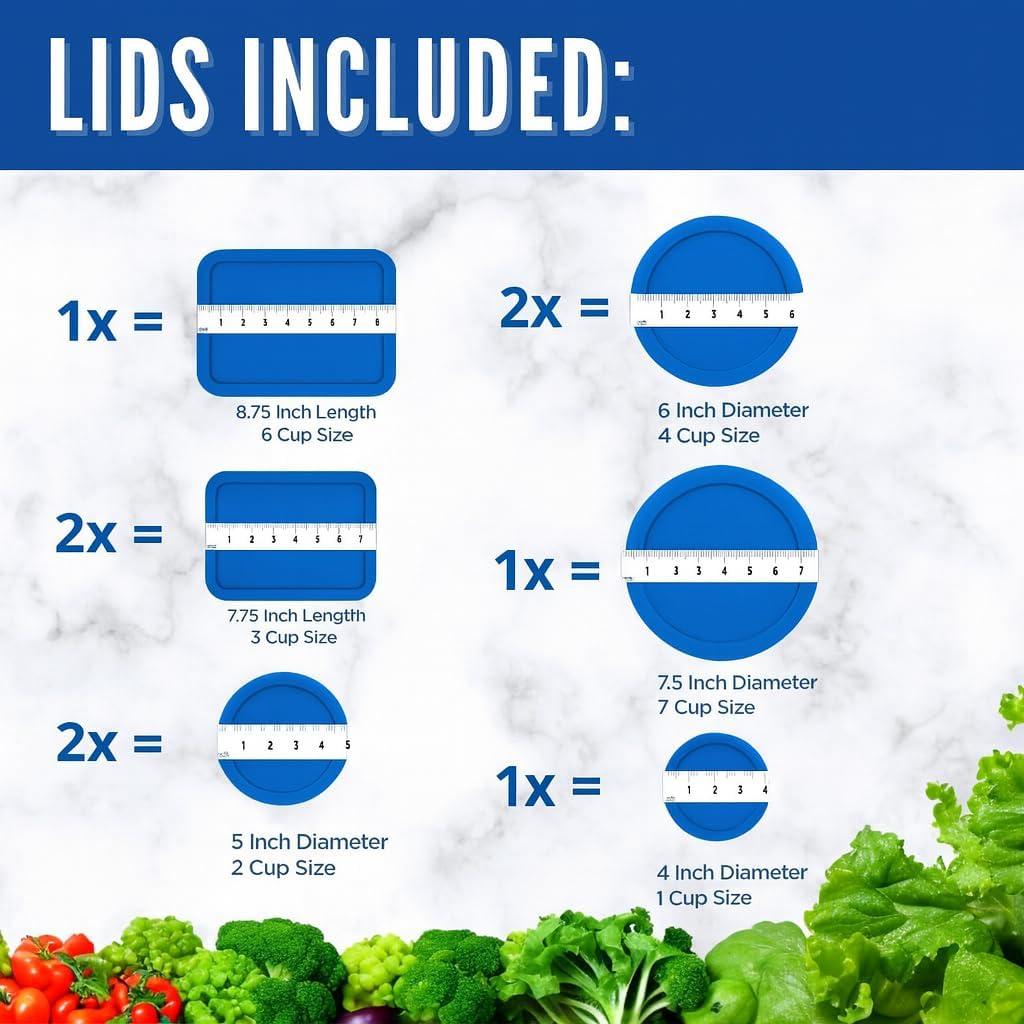 Tapa de Reemplazo Pyrex Azul 9 Piezas - A prueba de Fugas