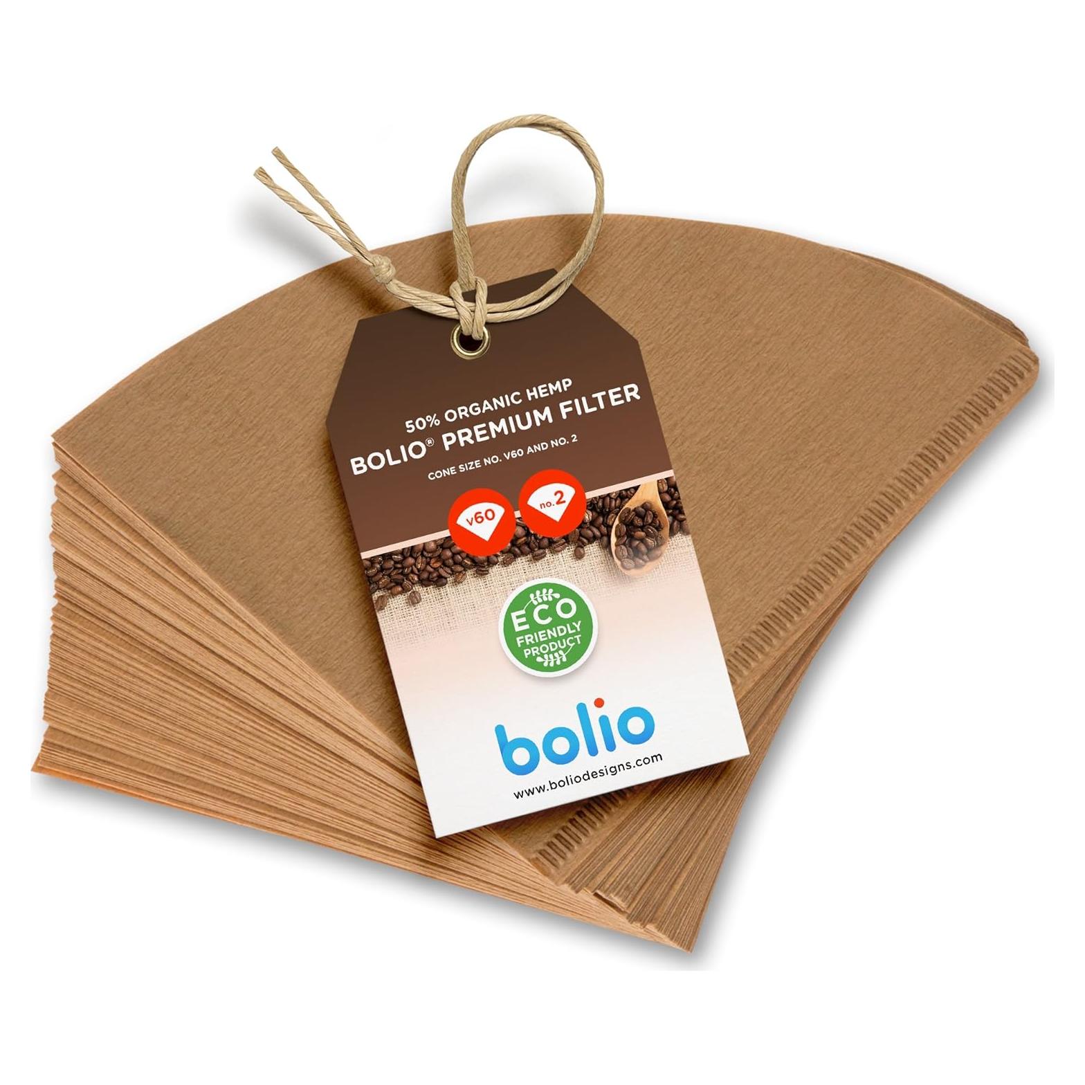 Filtros de café de papel Bolio V60 - 100 unidades - Cono