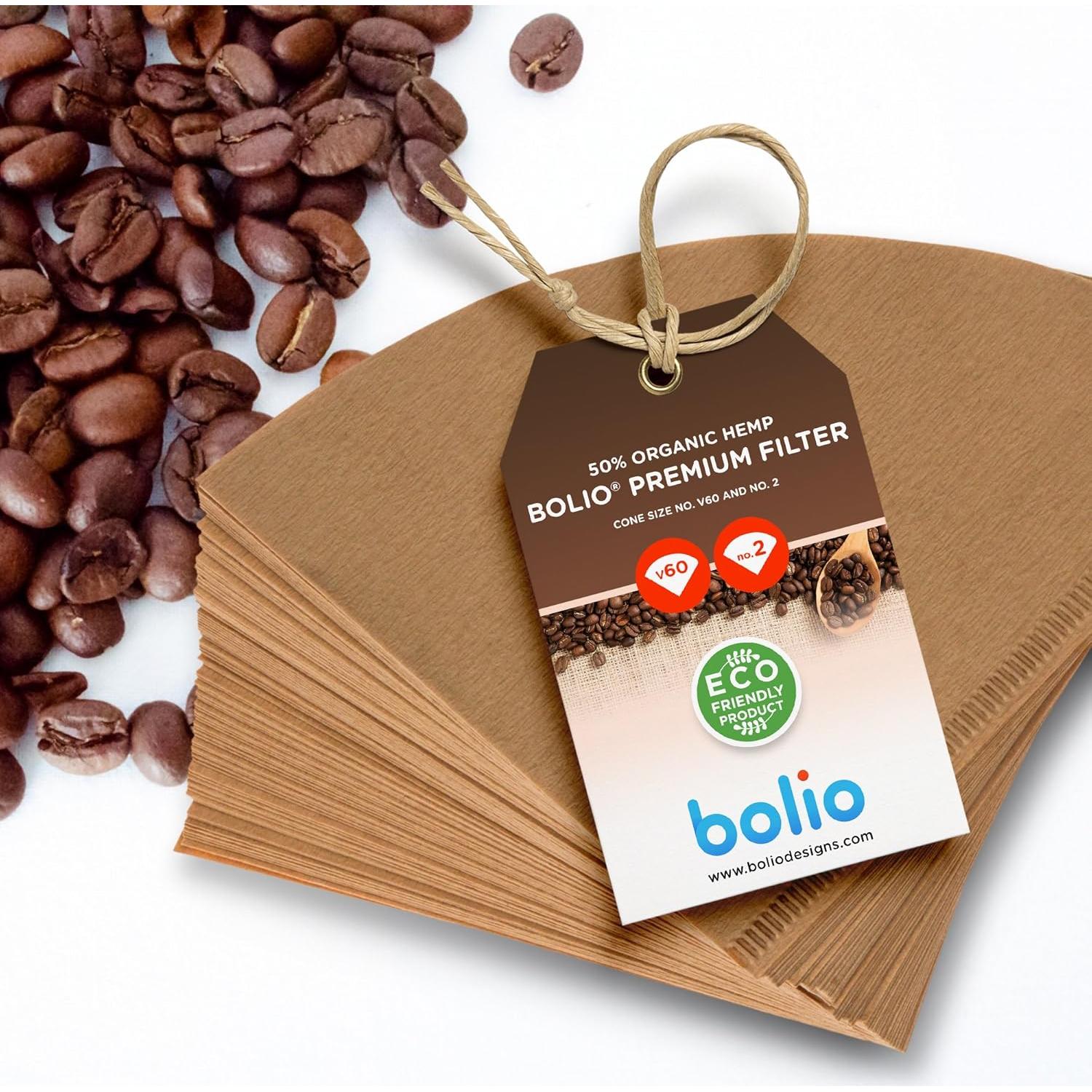 Filtros de café de papel Bolio V60 - 100 unidades - Cono