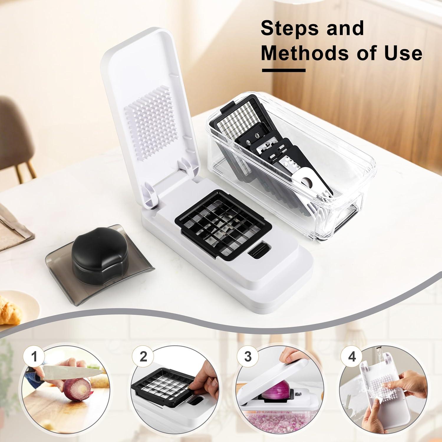 Picador de Verduras ZABINS 7 Cuchillas 900mL Blanco