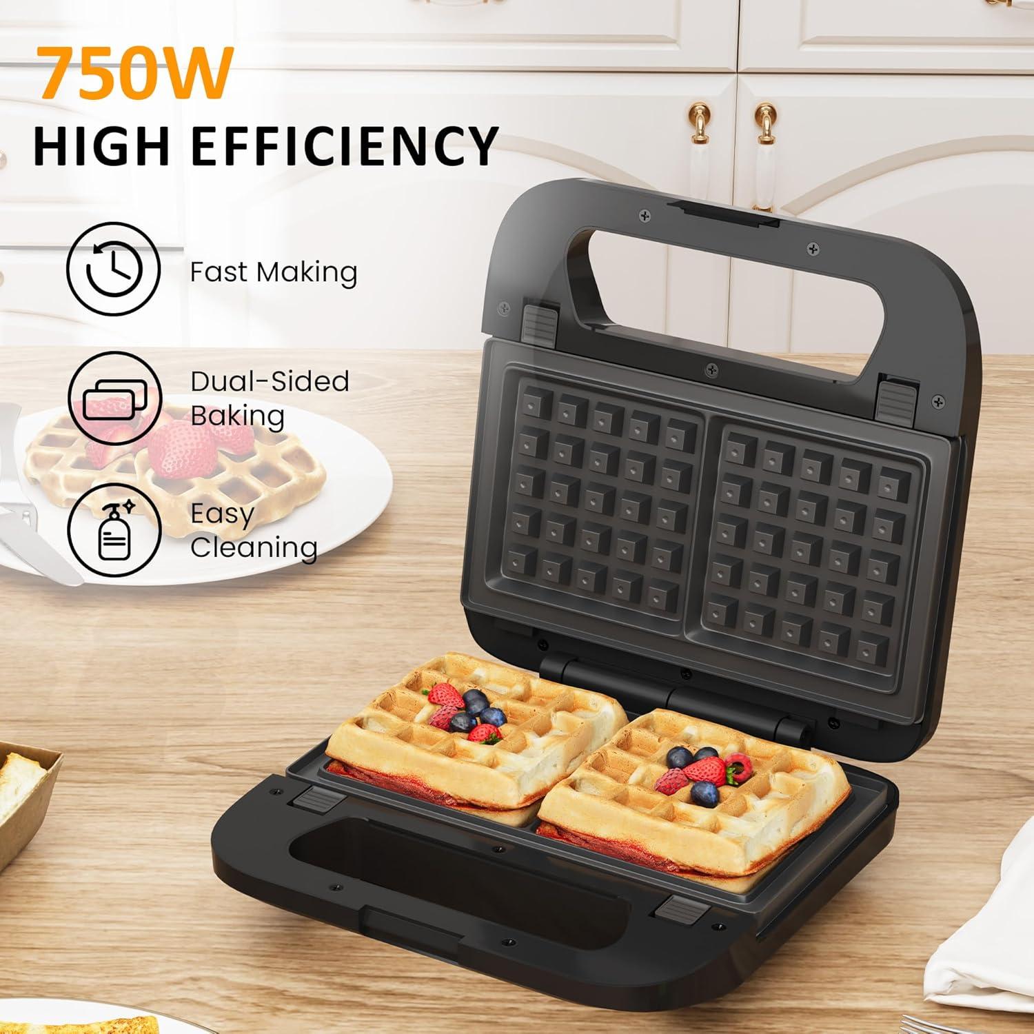 Máquina de Sandwich 3 en 1 SUNVIVIPRO 750W Placas Removibles