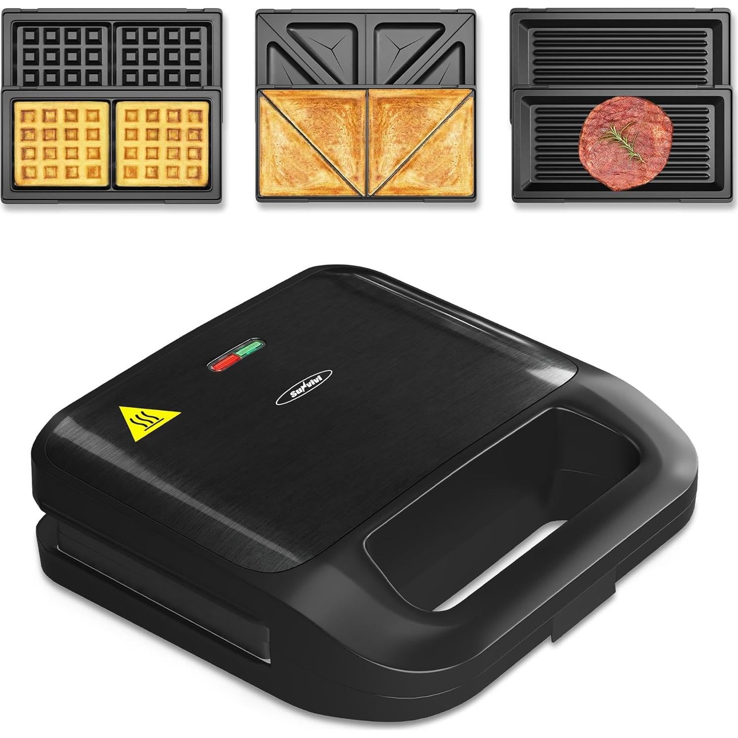 Máquina de Sandwich 3 en 1 SUNVIVIPRO 750W Placas Removibles